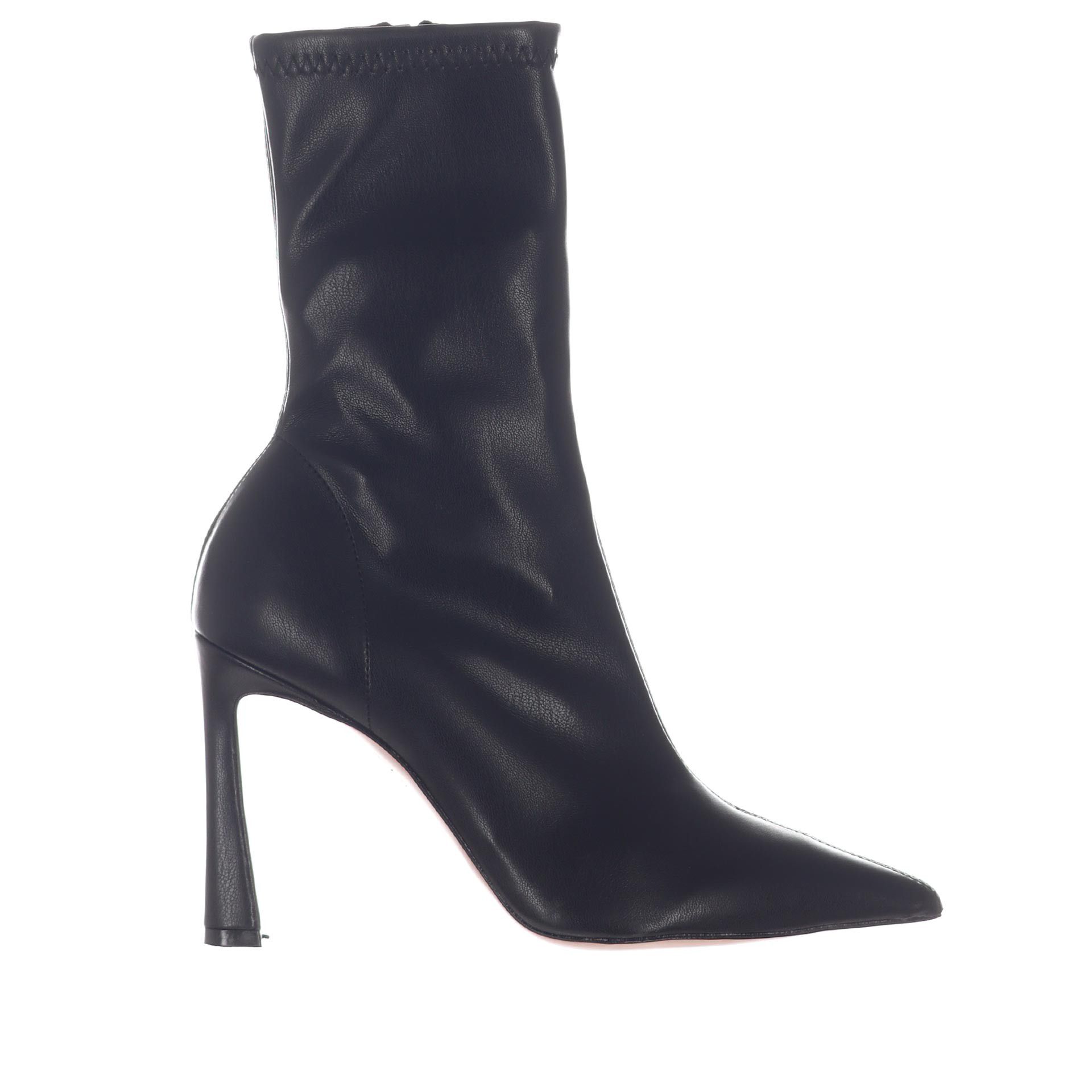 Bianca di stivaletto in pelle con gambale stretch da donna