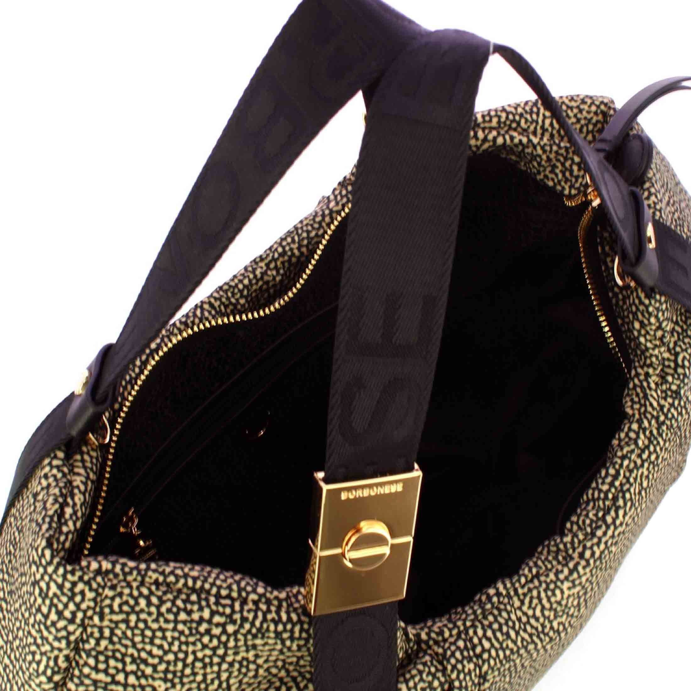 Borbonese bauletto medium in nylon op riciclato e pelle da donna