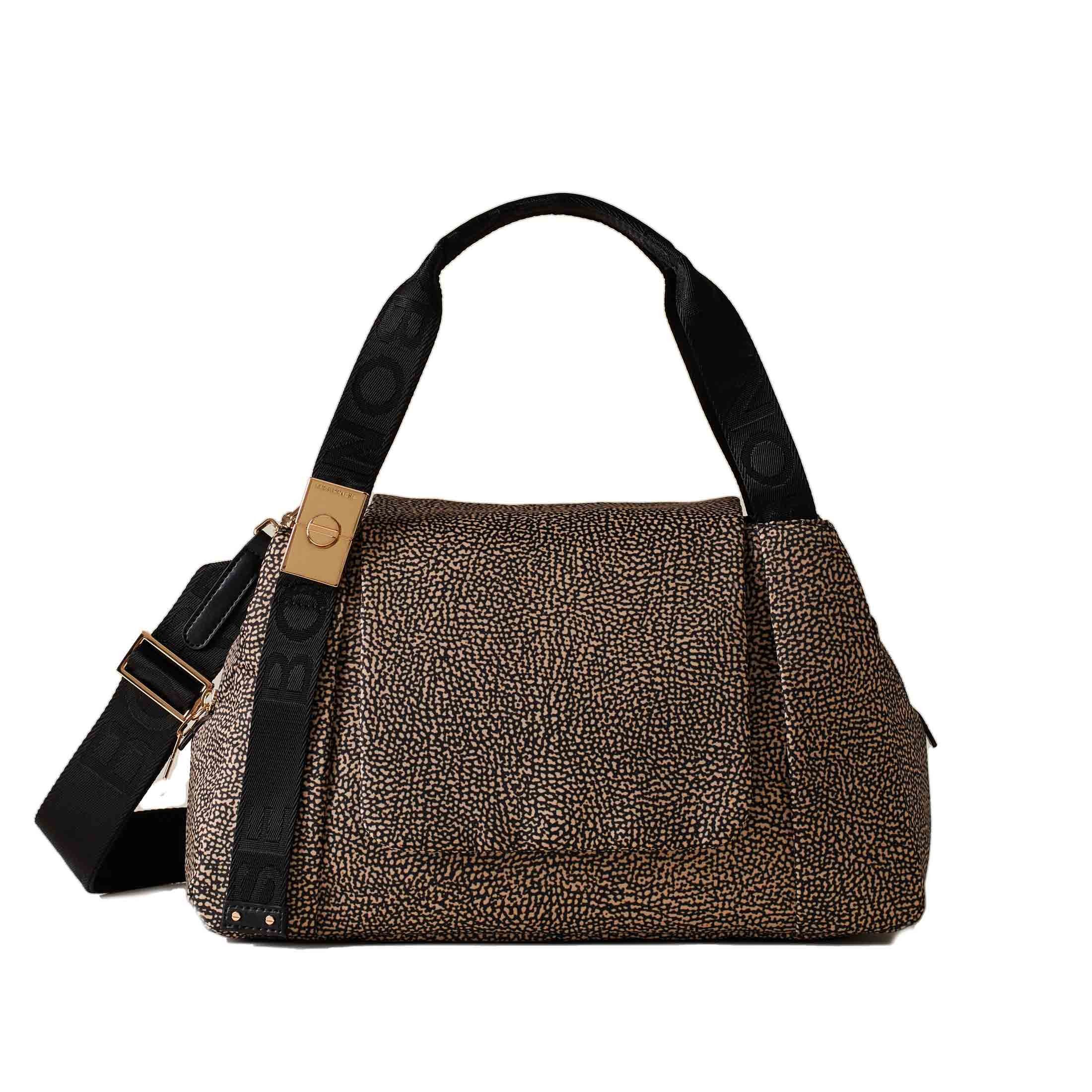 Borbonese bauletto medium in nylon op riciclato e pelle da donna