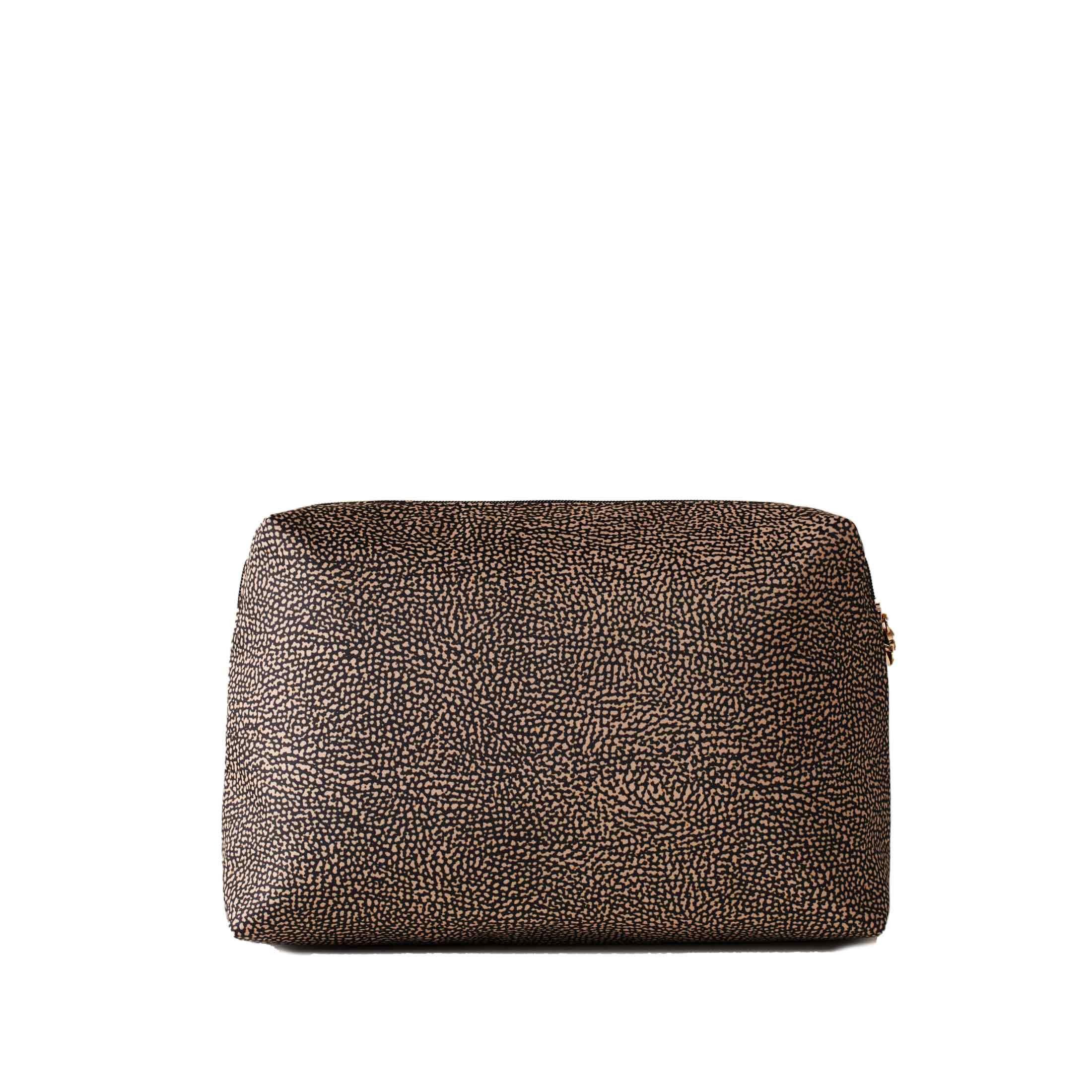 Borbonese beauty case medium in nylon op riciclato e pelle da donna