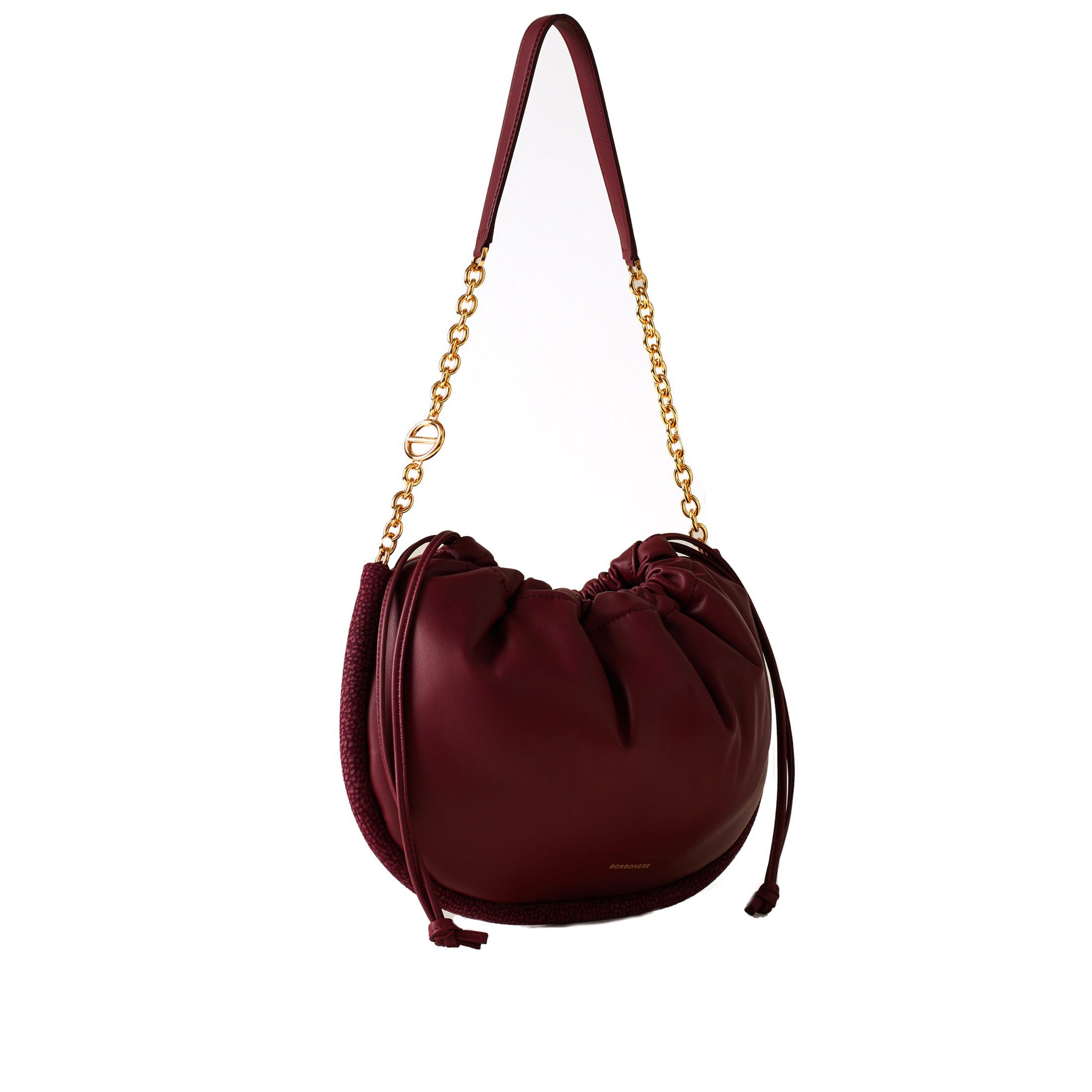 Borbonese borsa a spalla coquille hobo medium in pelle da donna