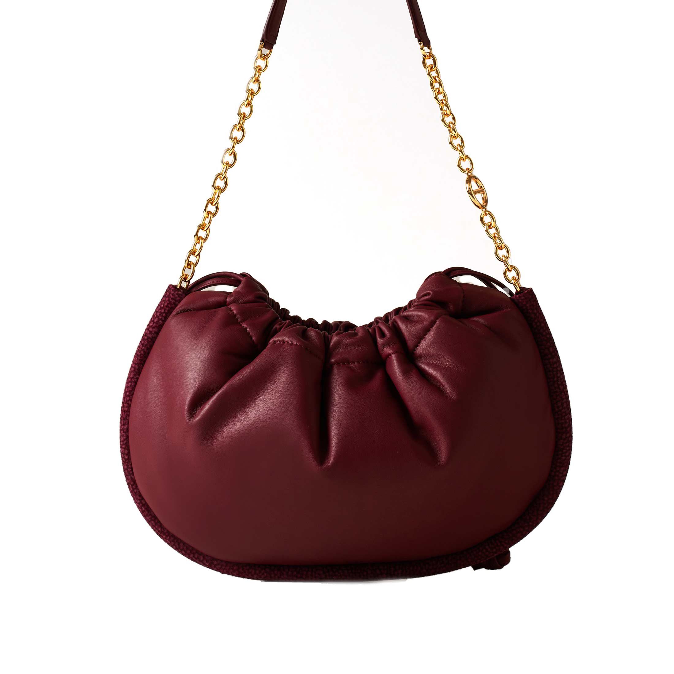 Borbonese borsa a spalla coquille hobo medium in pelle da donna