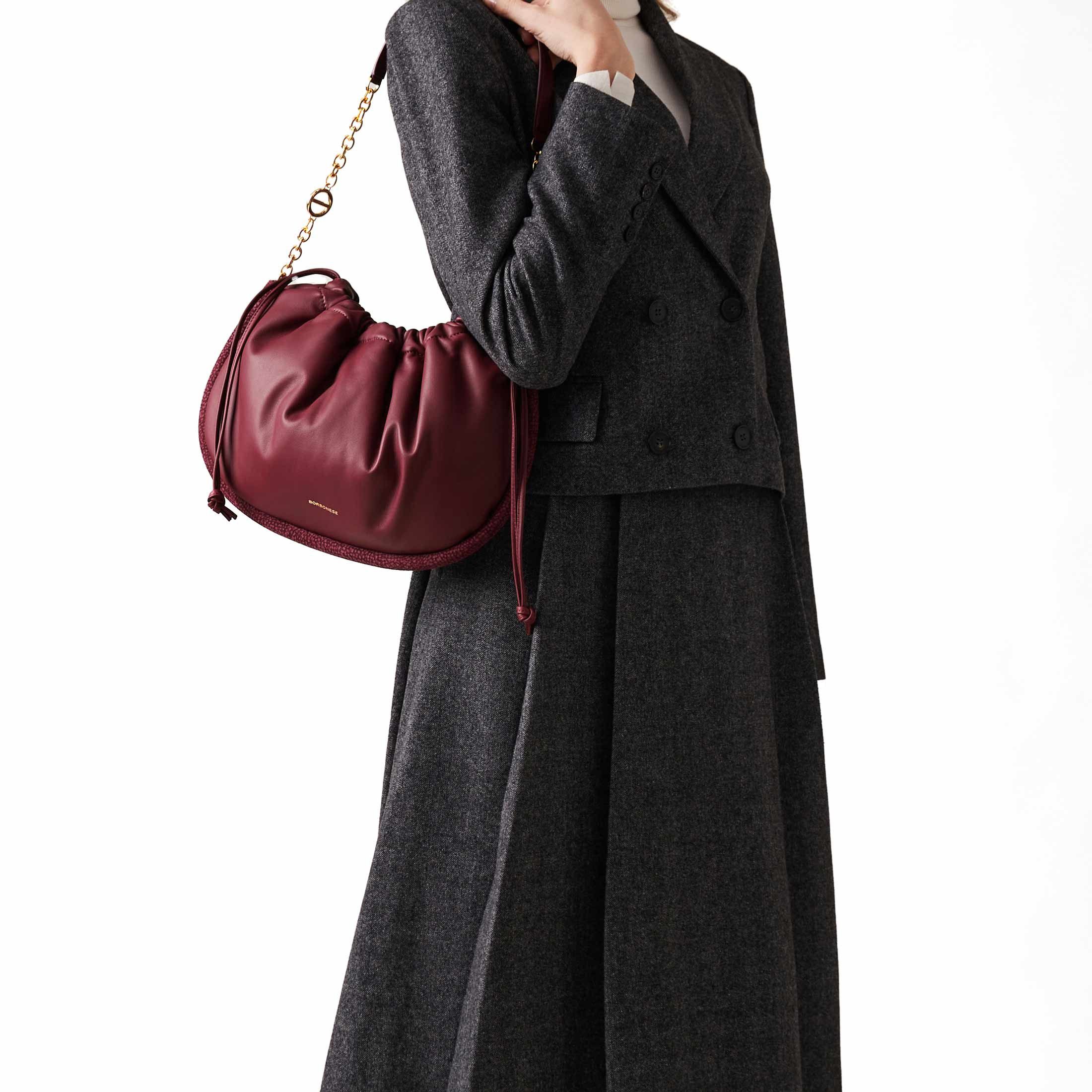 Borbonese borsa a spalla coquille hobo medium in pelle da donna
