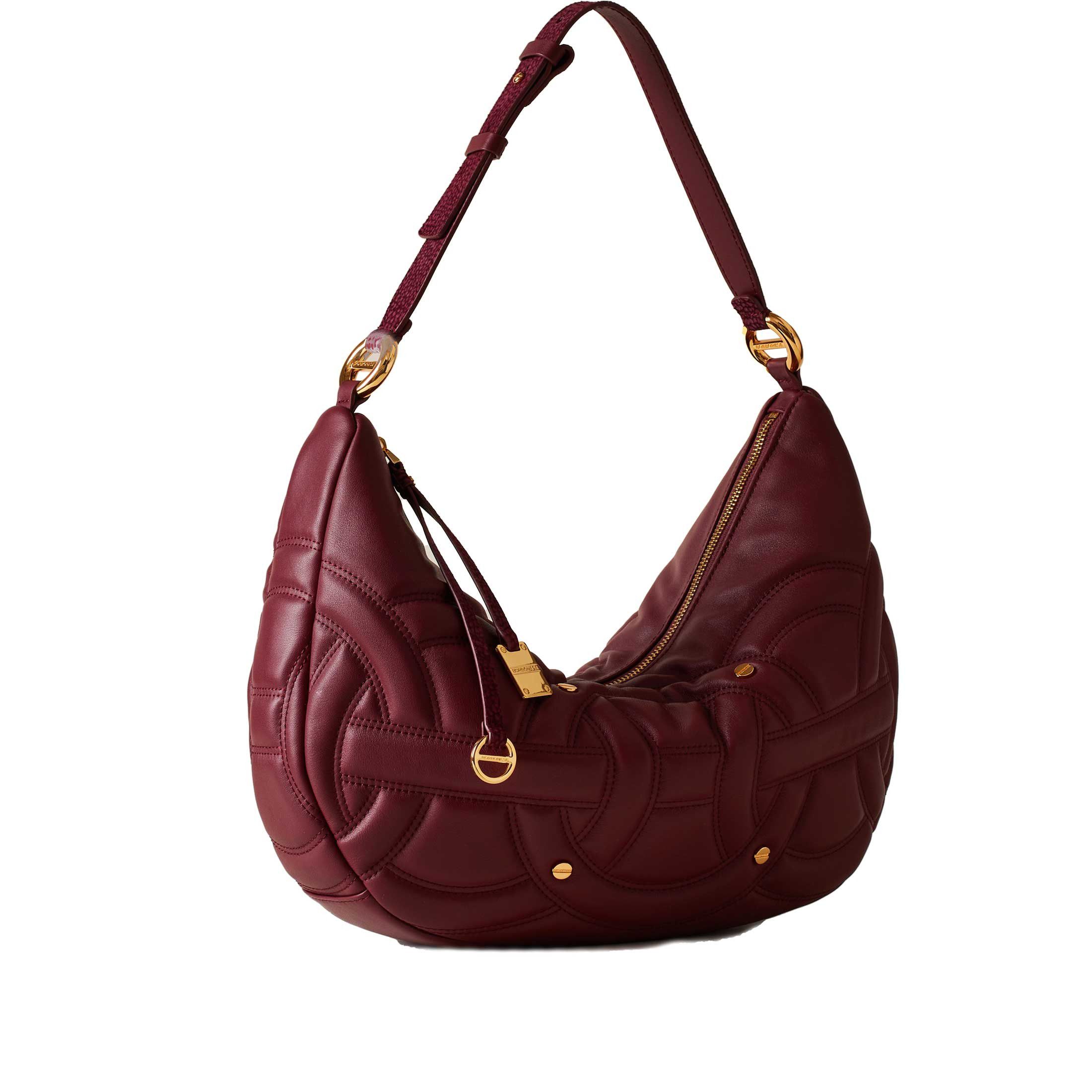Borbonese borsa a spalla rondo hobo in pelle con impunture da donna