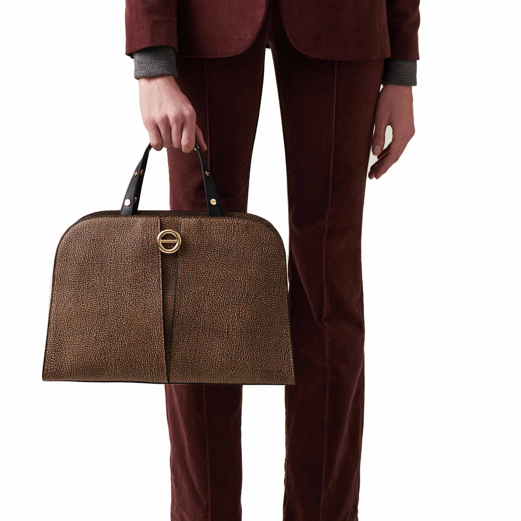 Borbonese borsa bauletto medium in pelle  da donna