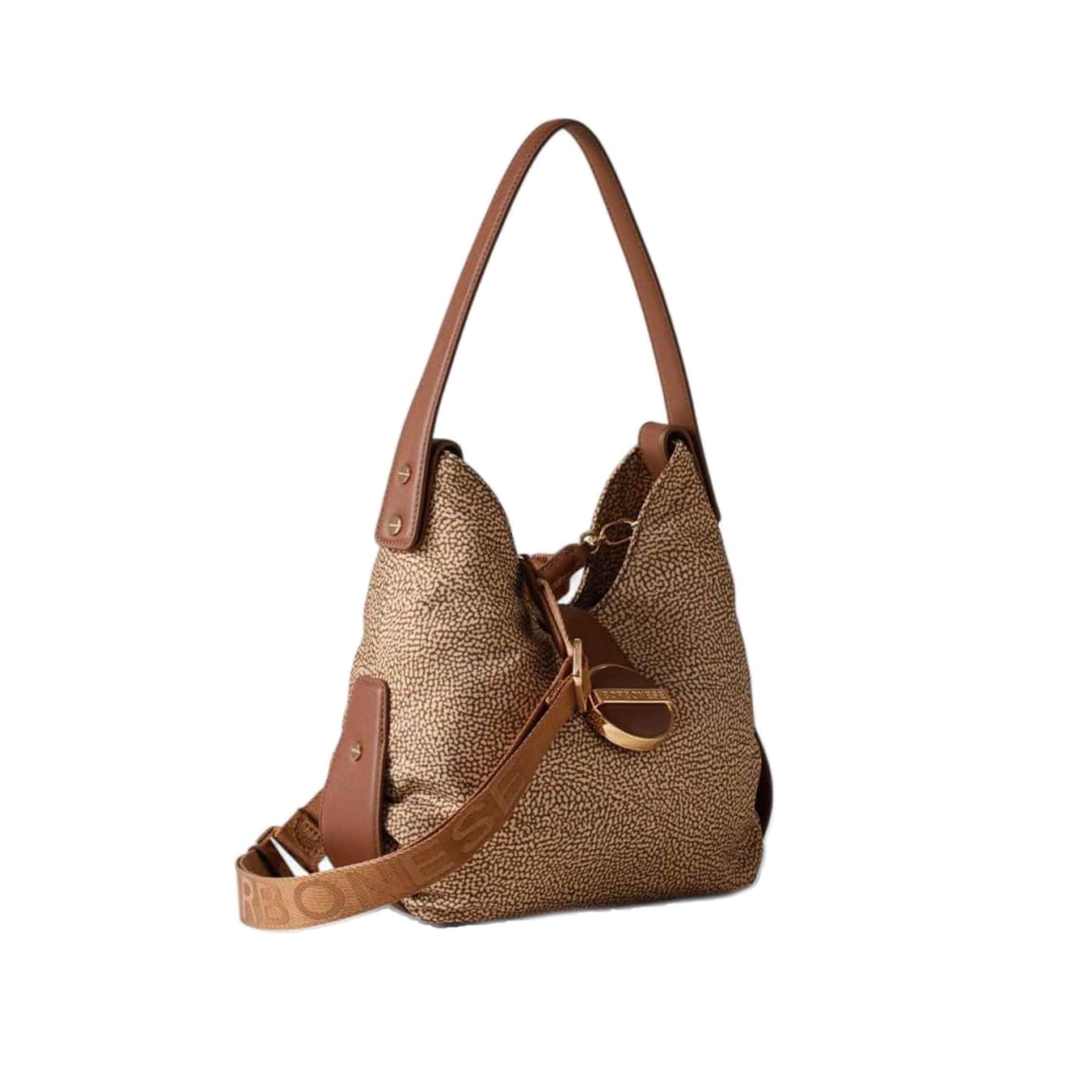 Borbonese borsa hobo eclipse small in nylon e vitello da donna