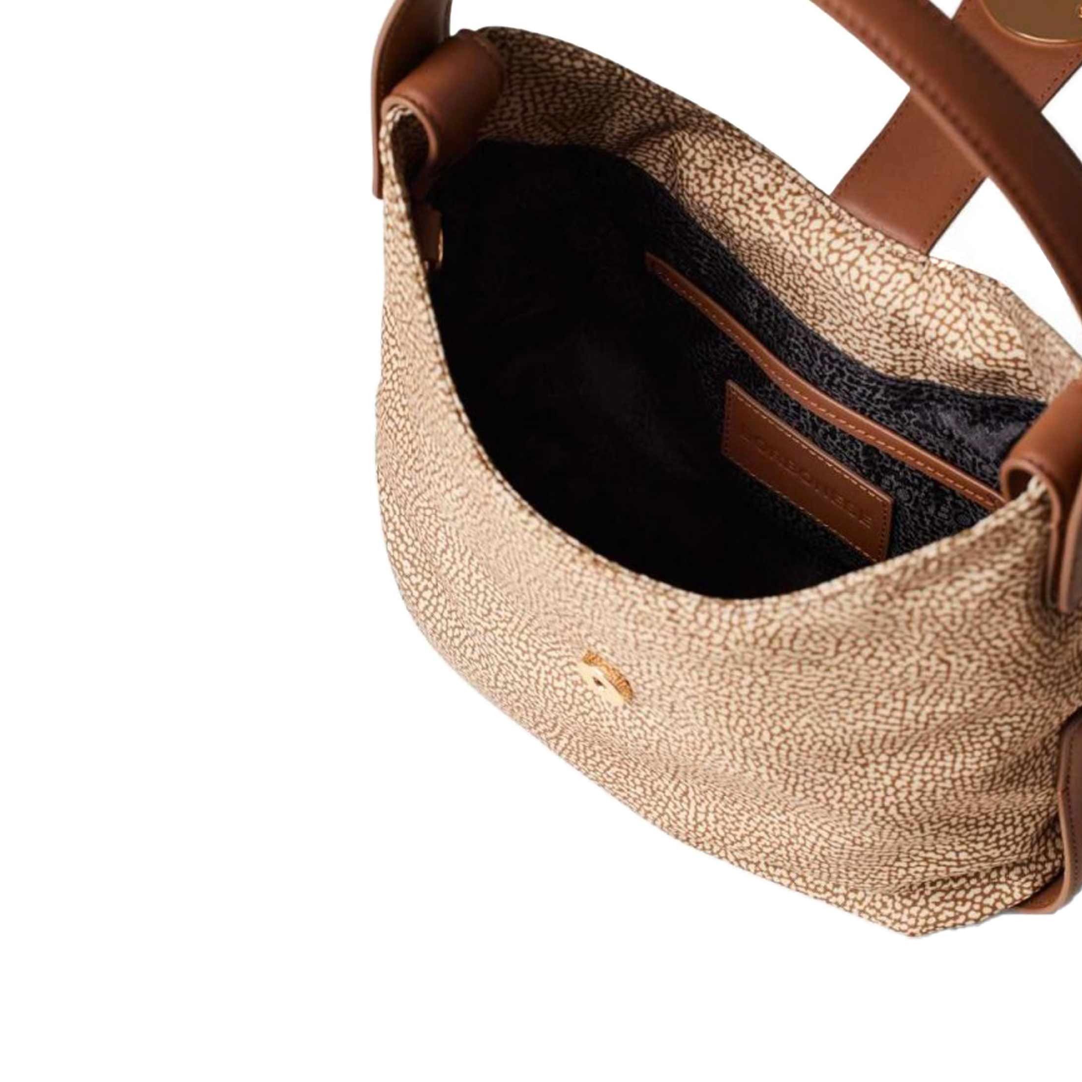 Borbonese borsa hobo eclipse small in nylon e vitello da donna