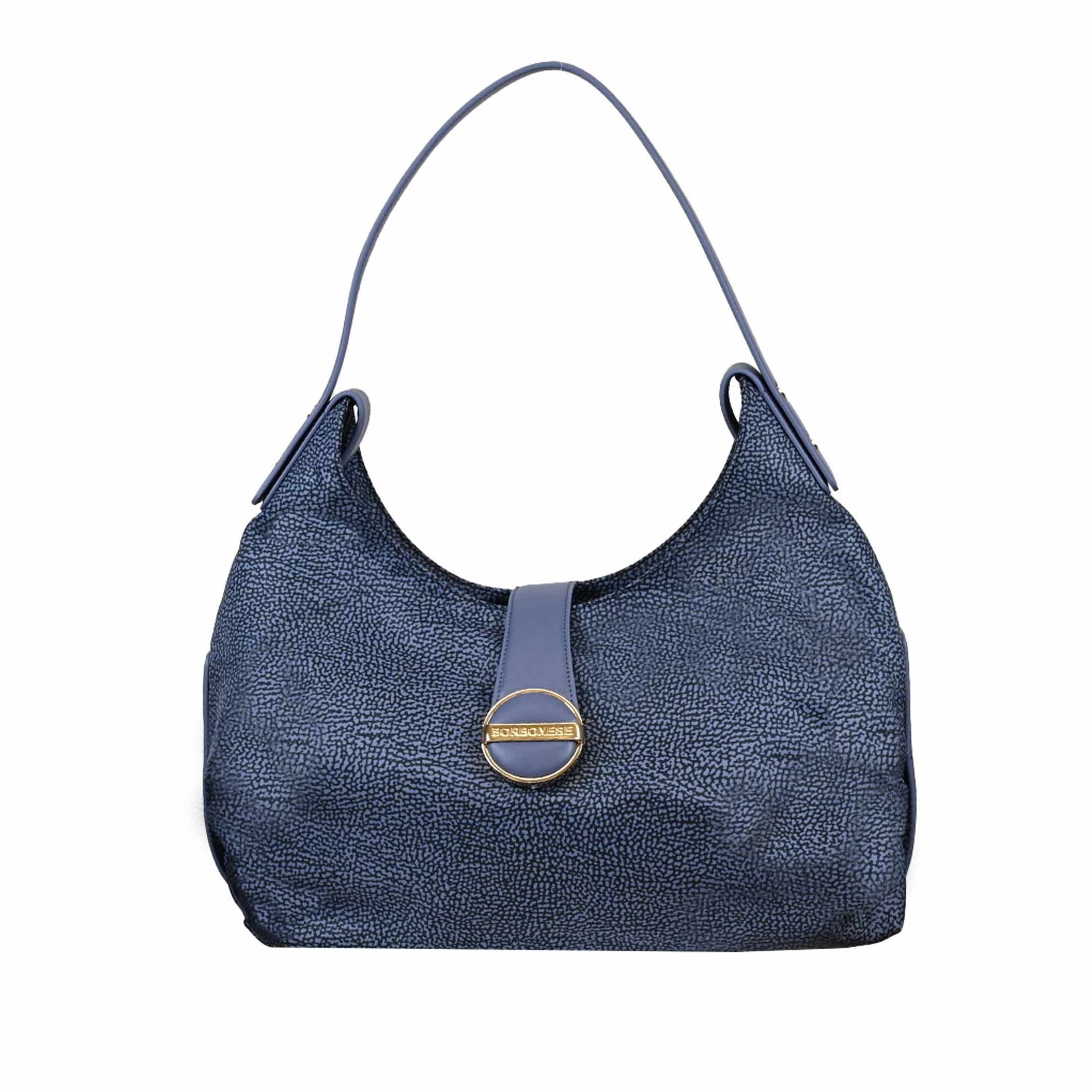 Borbonese borsa hobo medium in nylon e pelle da donna