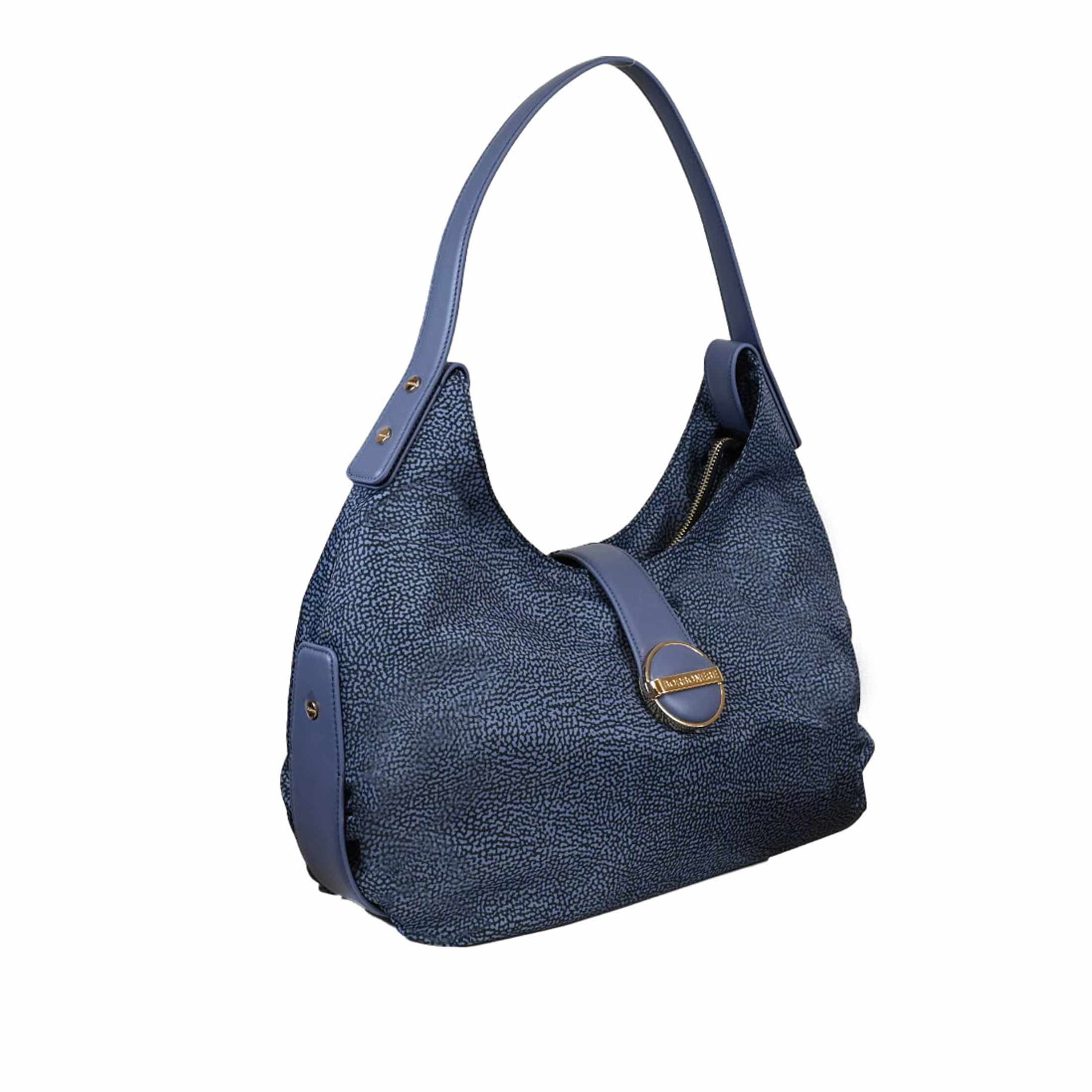 Borbonese borsa hobo medium in nylon e pelle da donna
