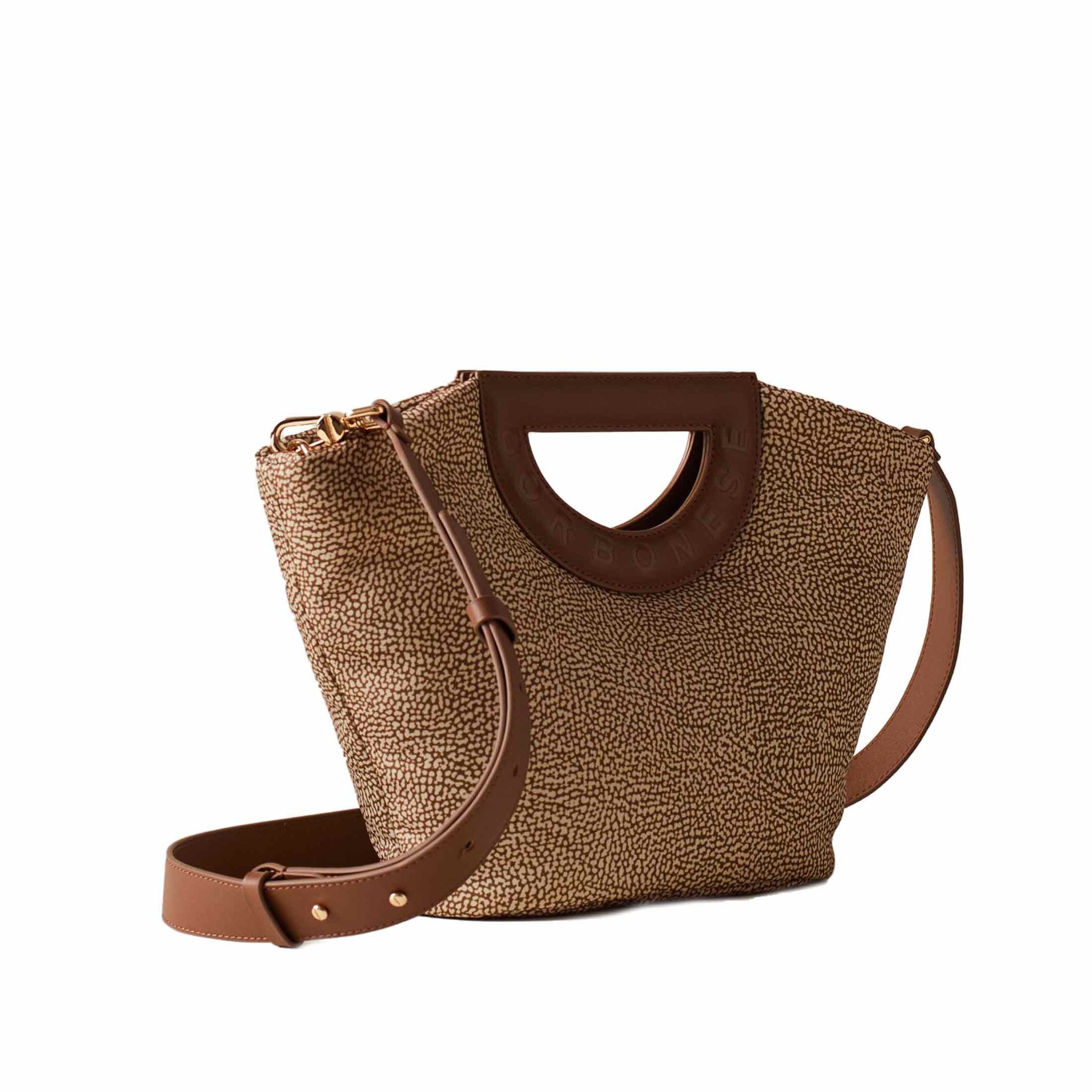 Borbonese borsa shopping bouche medium in nylon e vitello da donna