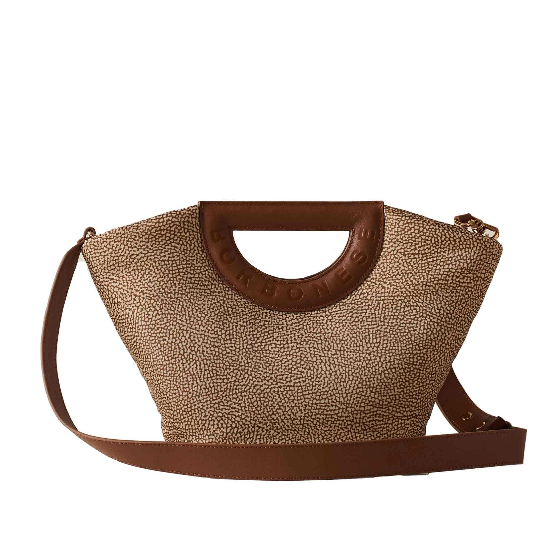 Borbonese borsa shopping bouche medium in nylon e vitello da donna