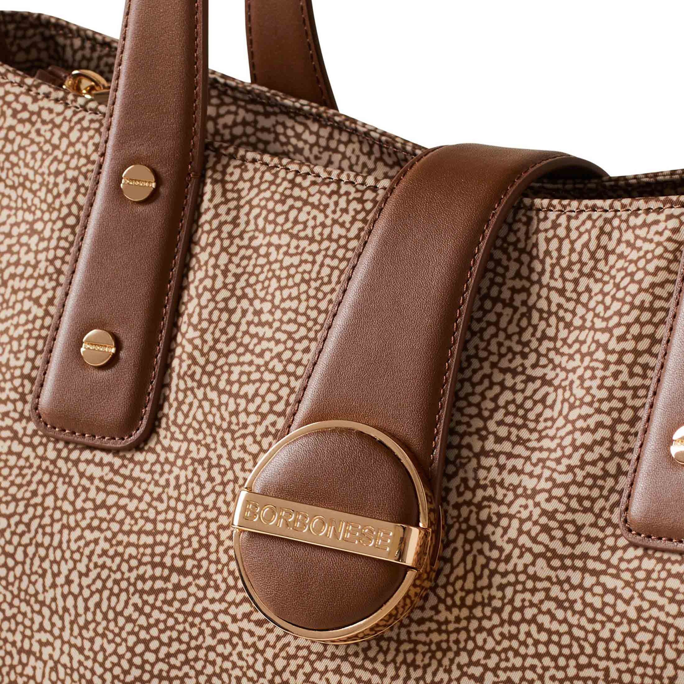 Borbonese borsa shopping eclipse medium in nylon e pelle da donna