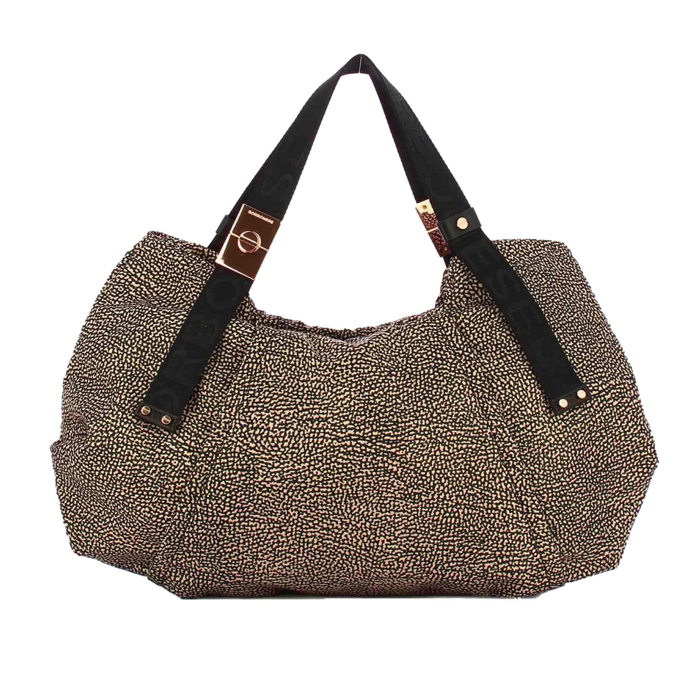 Borbonese borsa shopping large in nylon op riciclato e pelle da donna