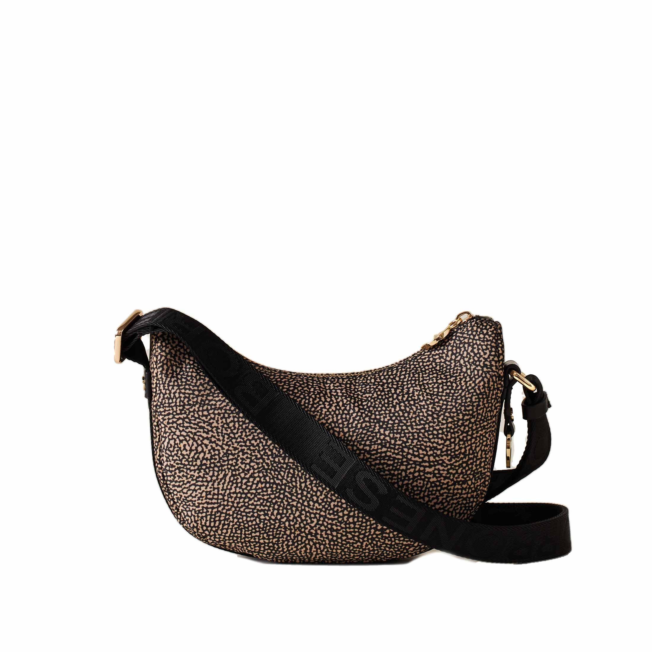 Borbonese hobo luna mini in nylon op riciclato e pelle da donna