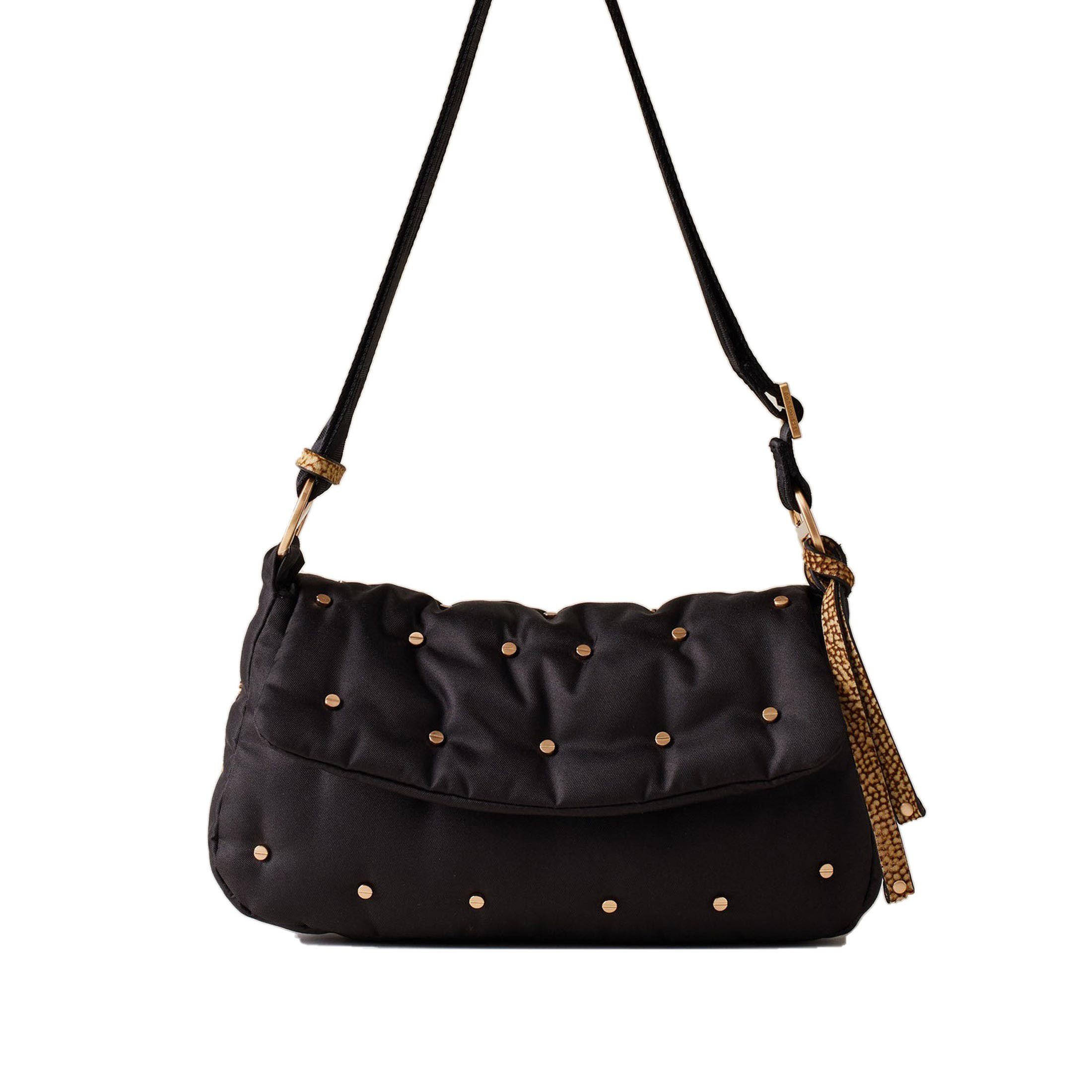 Borbonese tracolla colette small in tessuto con borchie da donna