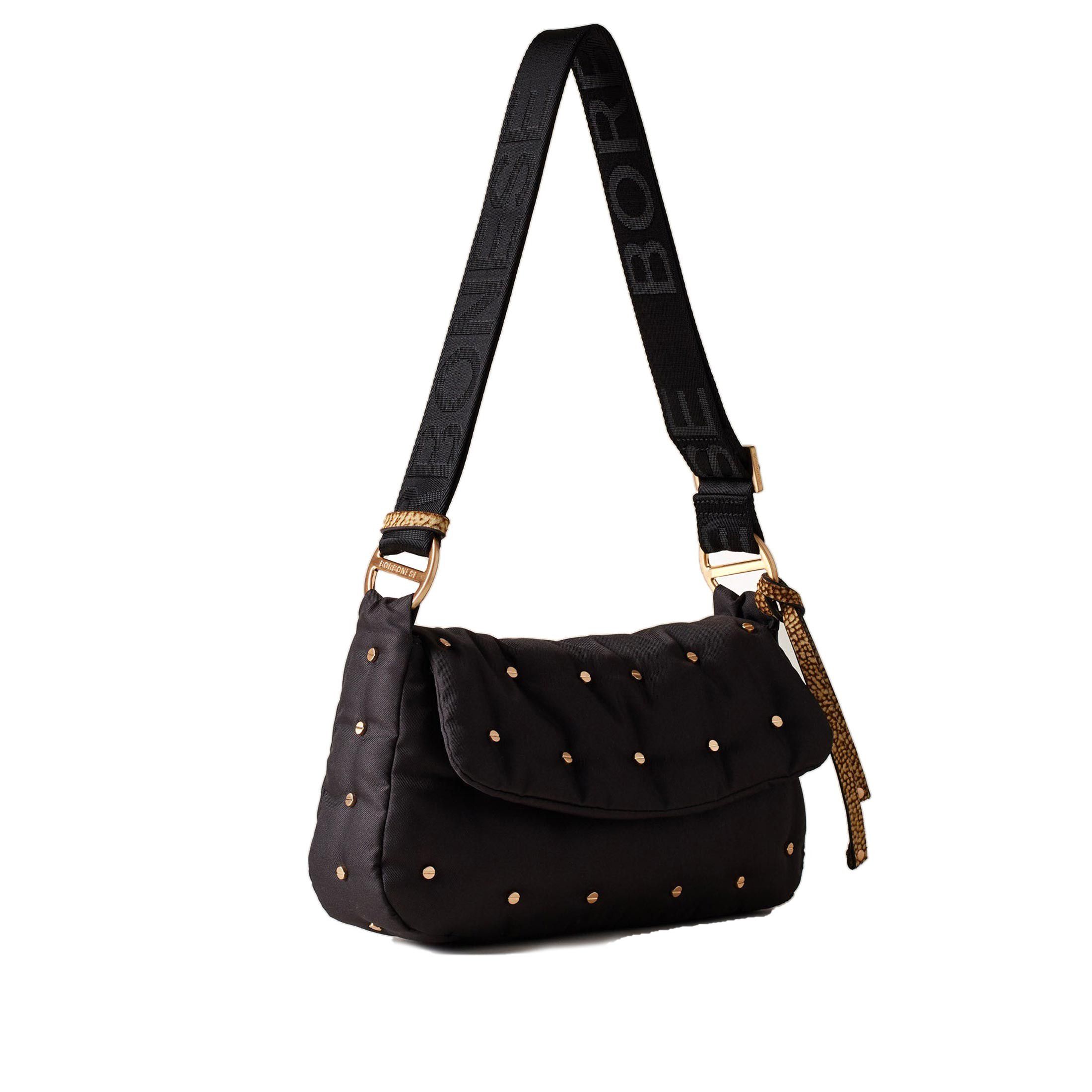 Borbonese tracolla colette small in tessuto con borchie da donna