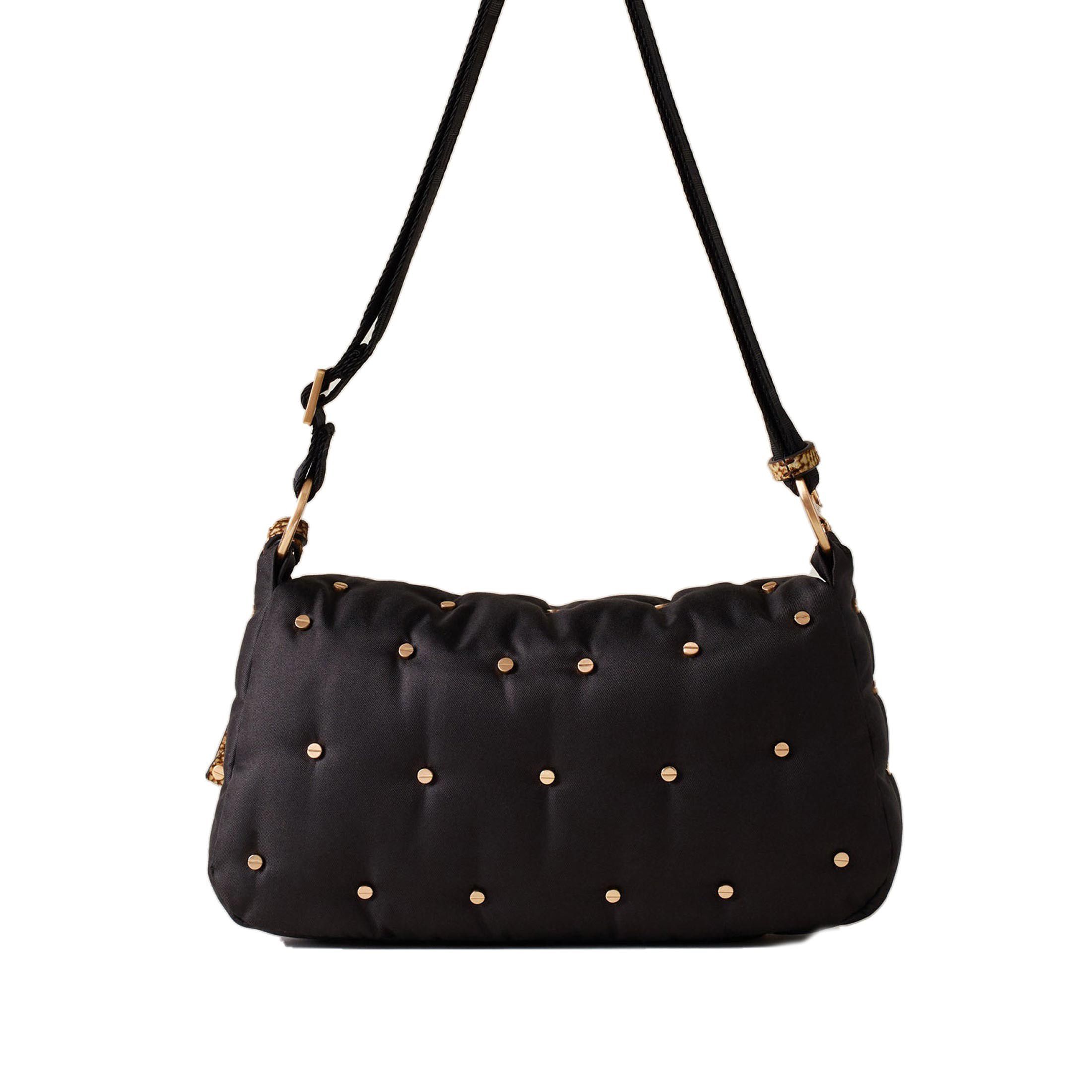 Borbonese tracolla colette small in tessuto con borchie da donna