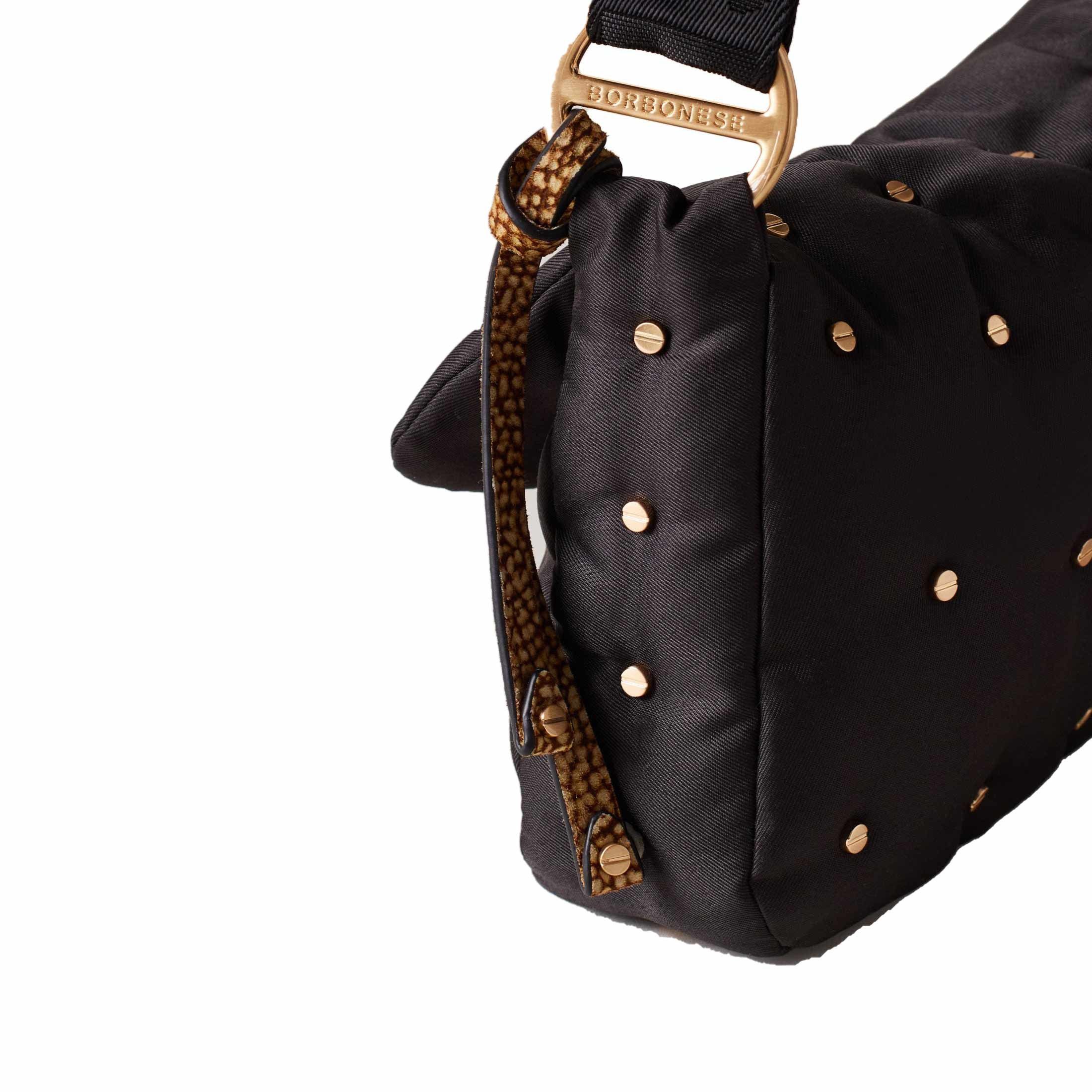 Borbonese tracolla colette small in tessuto con borchie da donna