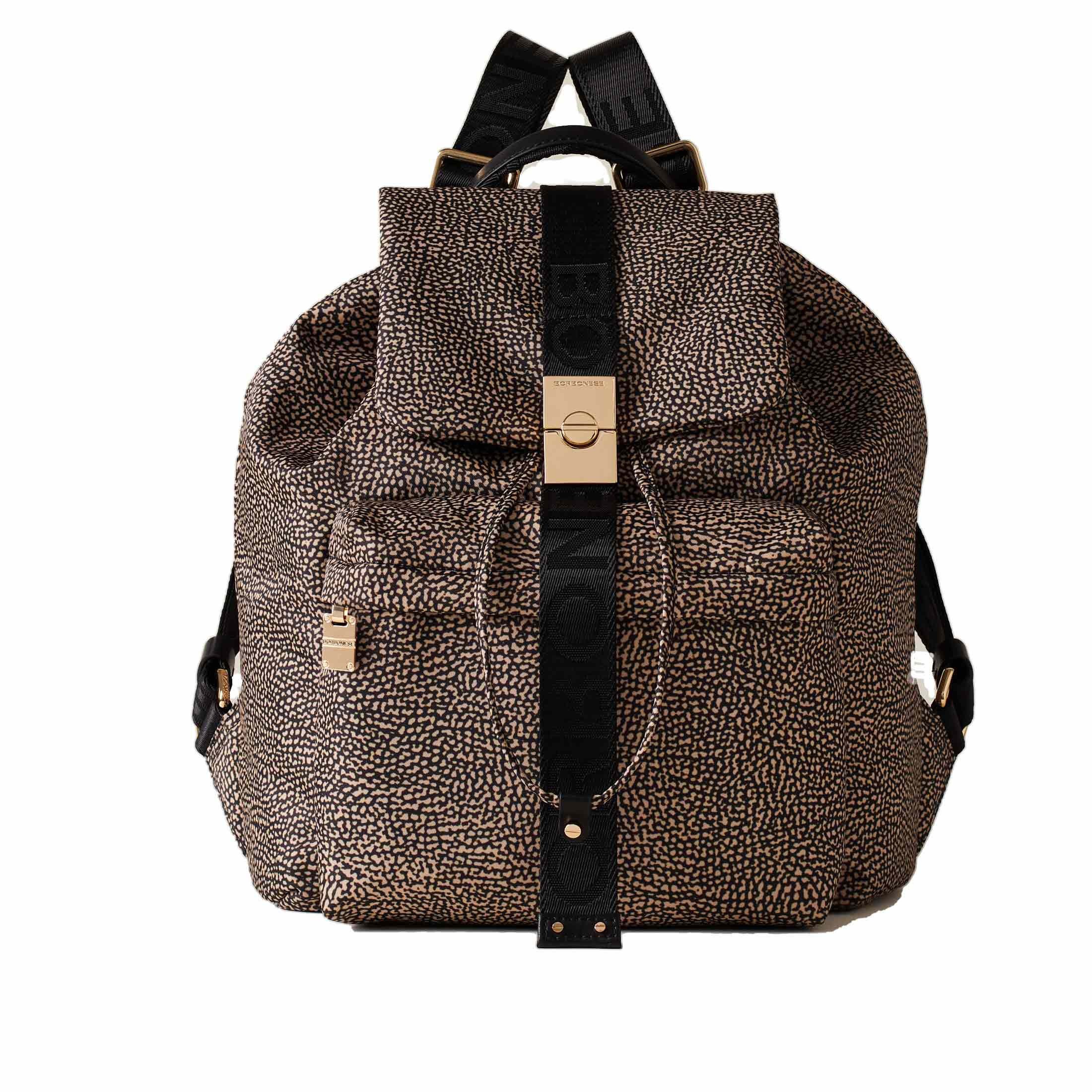 Borbonese zaino cortina medium in nylon op riciclato e pelle da donna