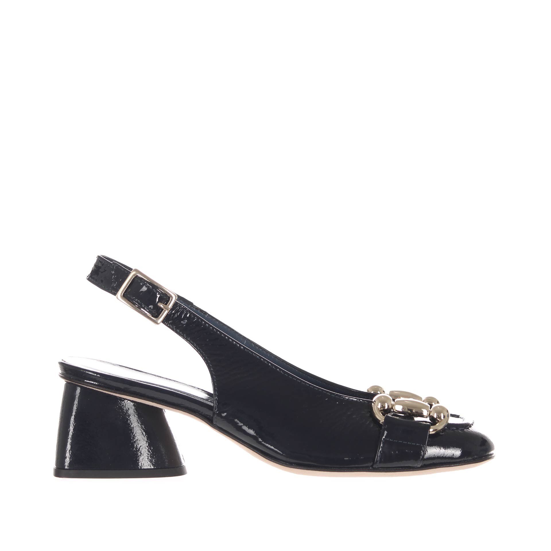 Bruglia milano décolleté slingback in vernice con tacco midi da donna