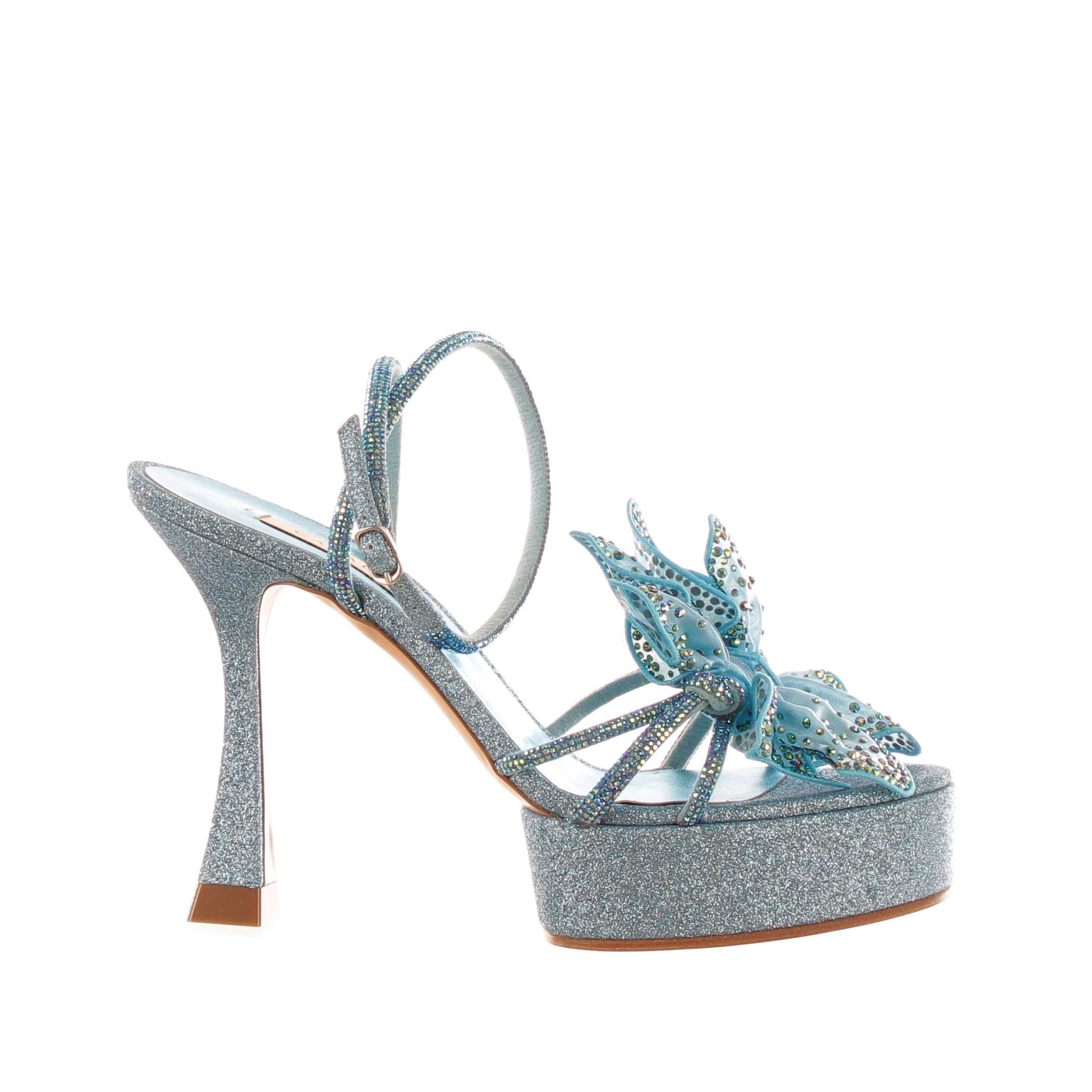 Casadei sandalo julia orchidea in tessuto glitter da donna