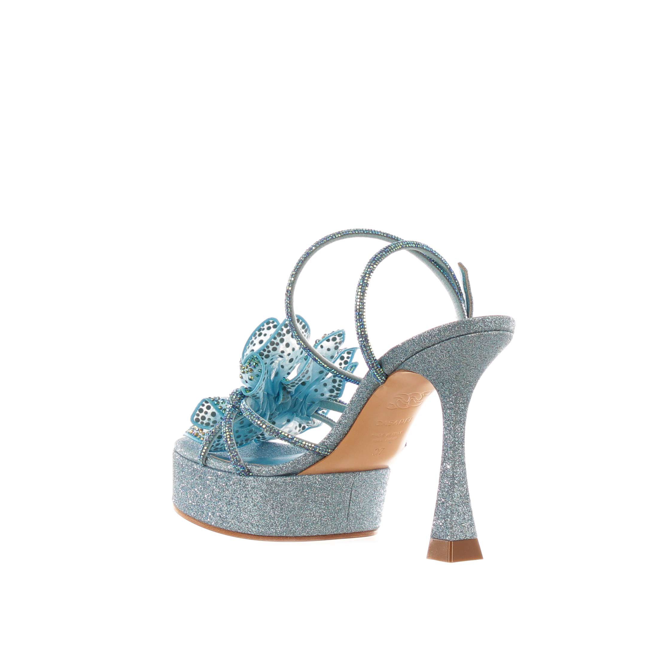 Casadei sandalo julia orchidea in tessuto glitter da donna