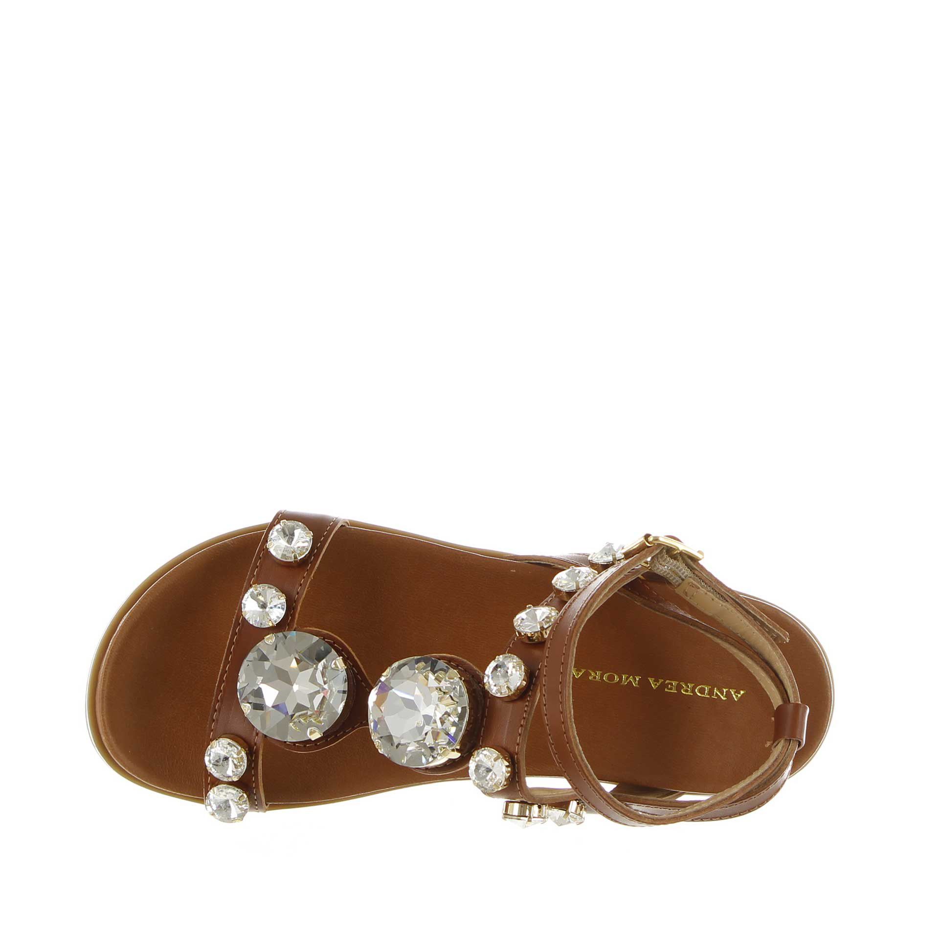 Cécile sandalo in pelle con pietre decorative da donna