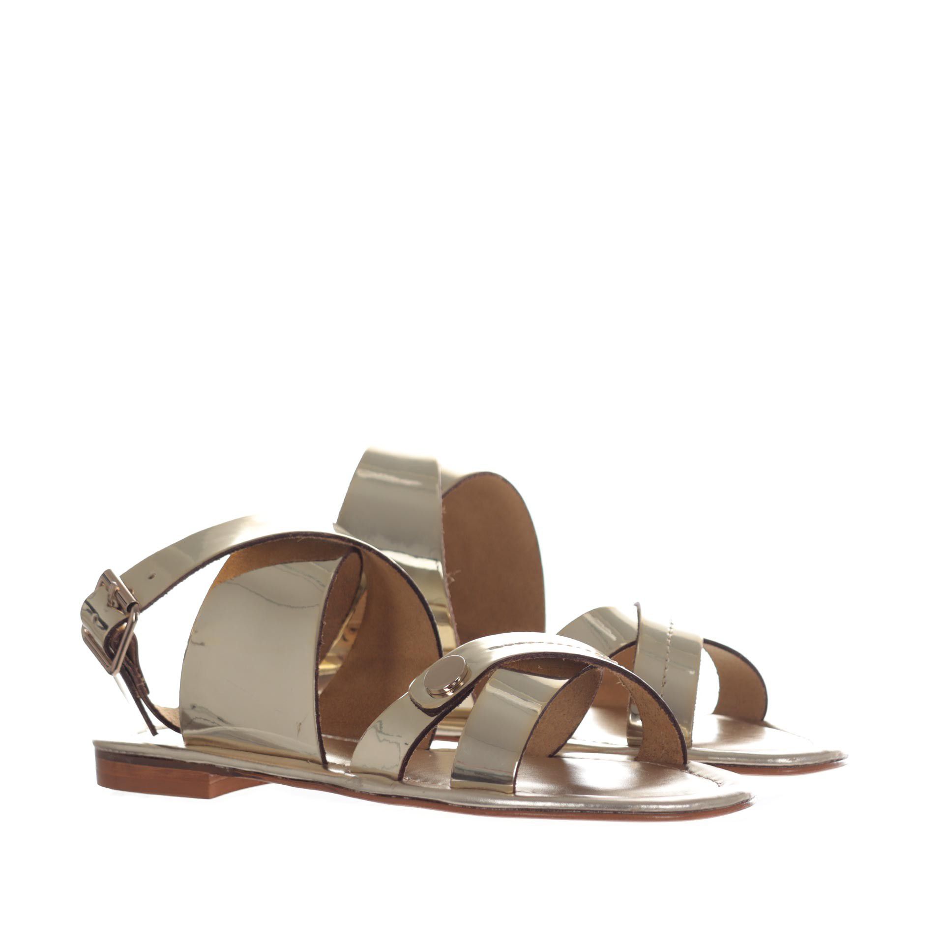Cécile sandalo in pelle laminata specchiata da donna