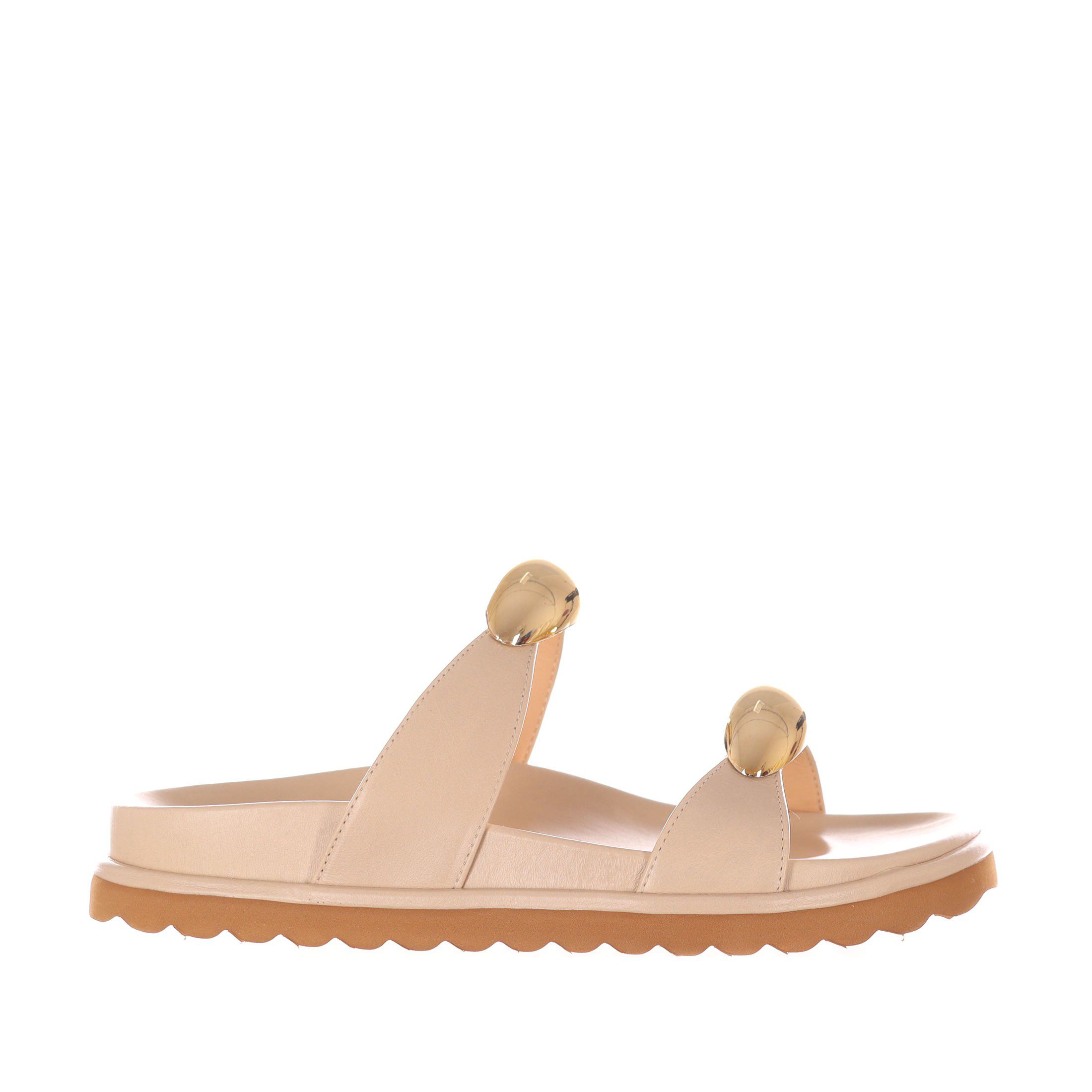 Cecconello ciabatta in pelle con accessorio metallico da donna