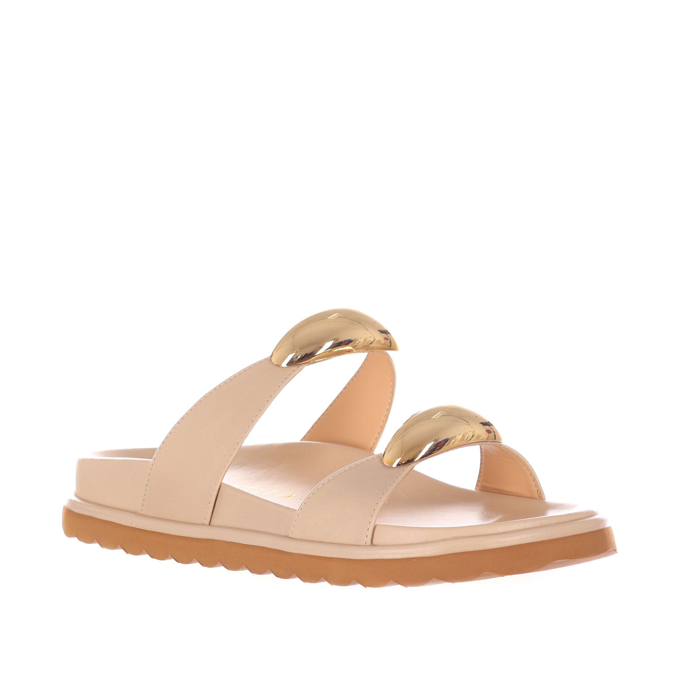 Cecconello ciabatta in pelle con accessorio metallico da donna