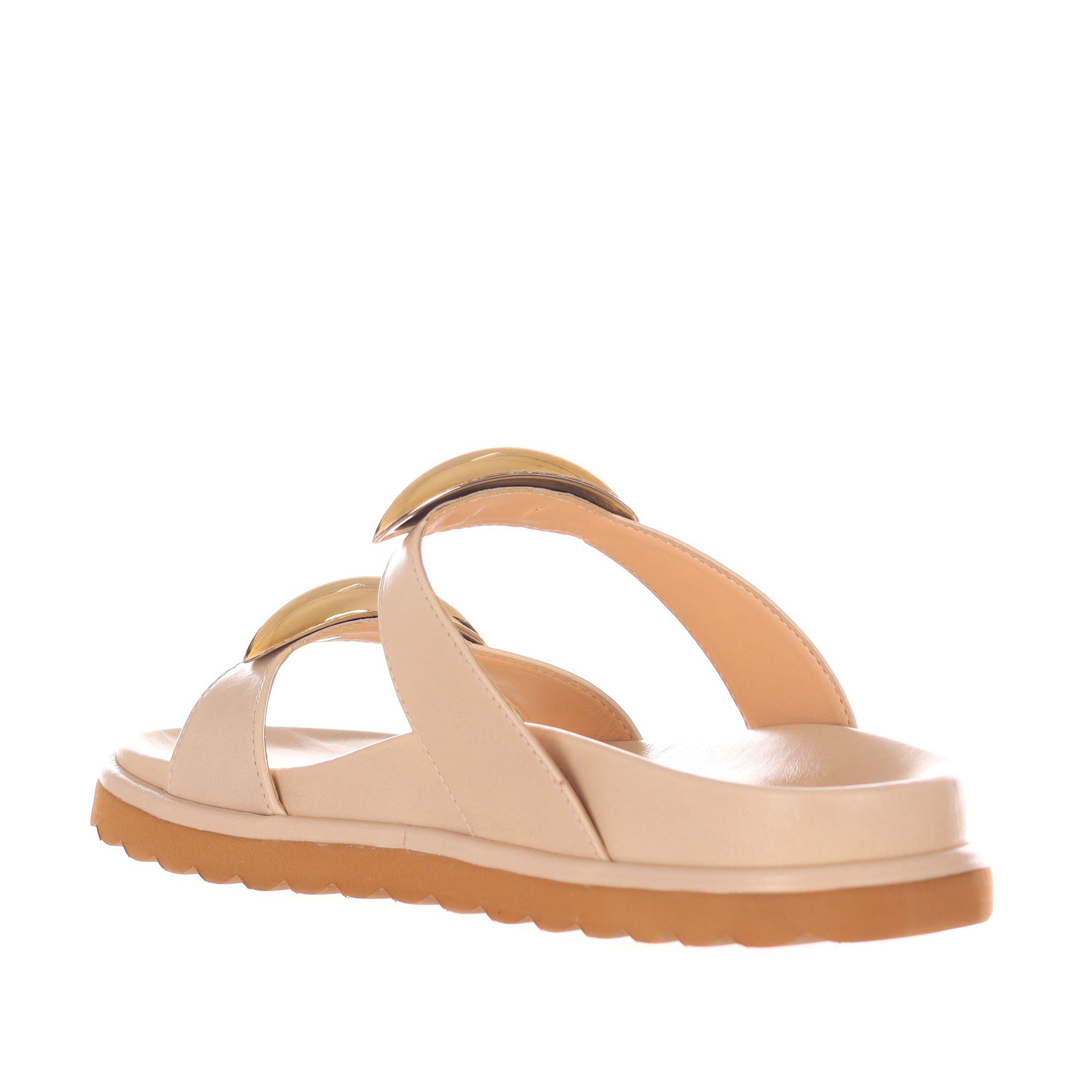 Cecconello ciabatta in pelle con accessorio metallico da donna