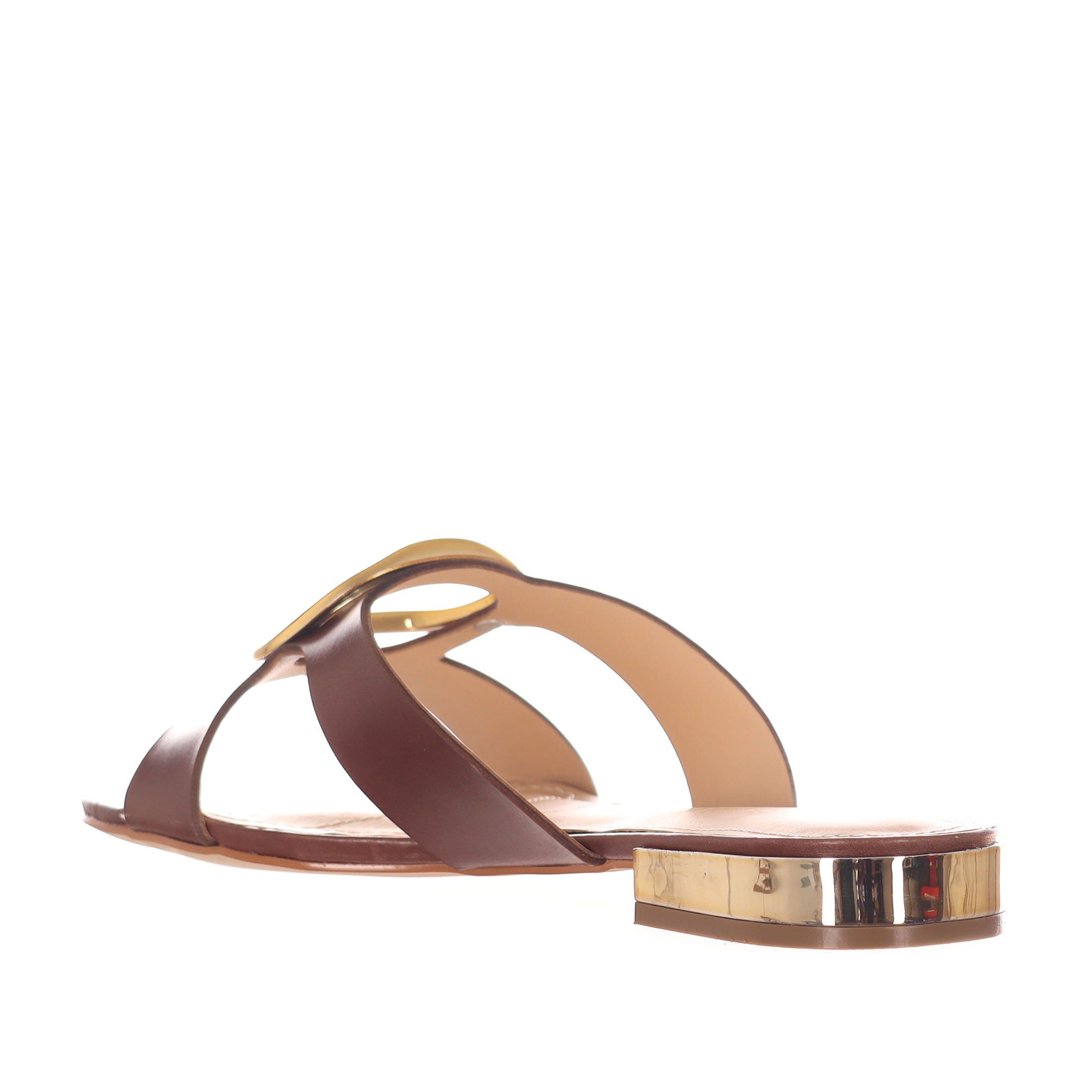 Cecconello ciabatta in pelle con accessorio metallico da donna