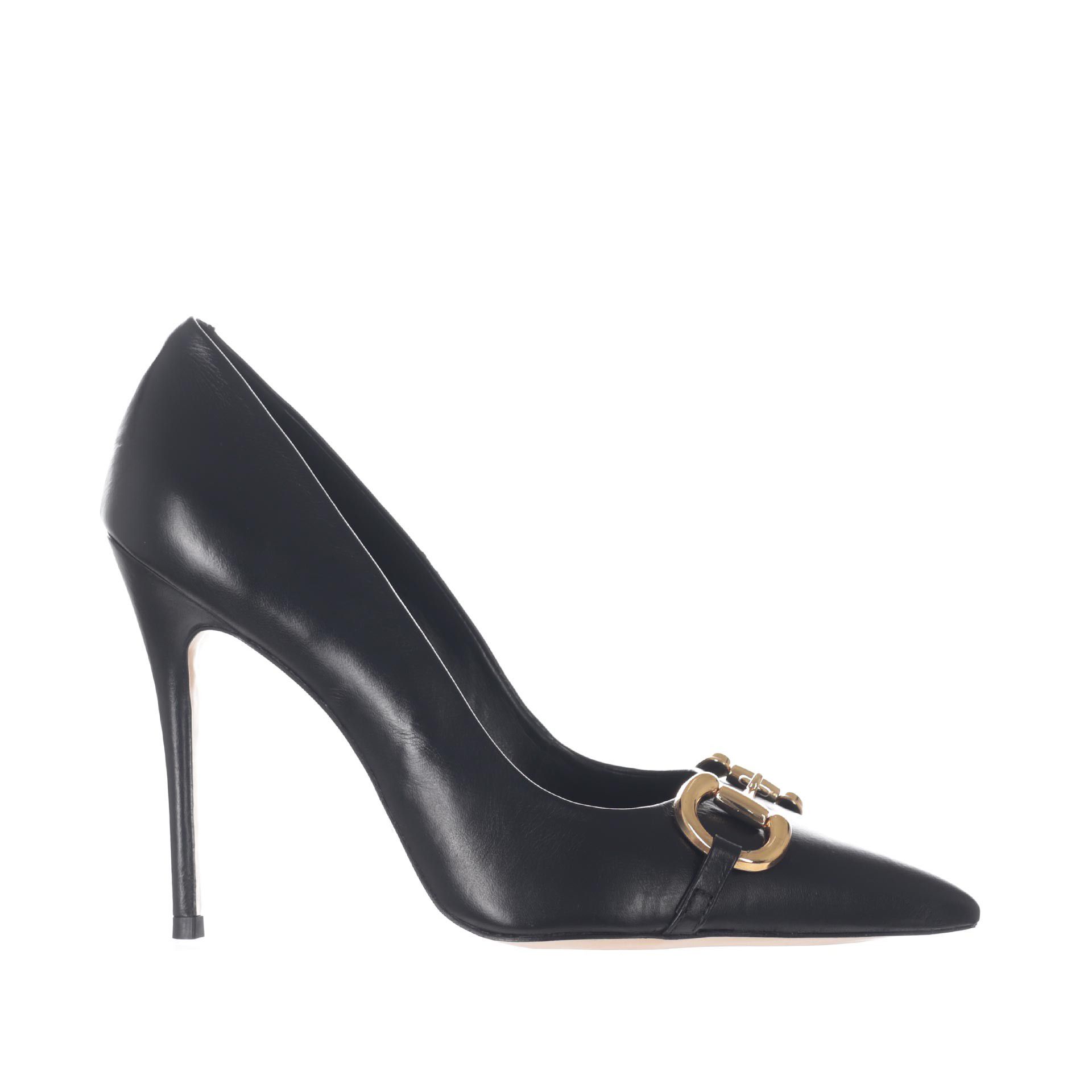 Cecconello décolleté in pelle con morsetto metallico da donna