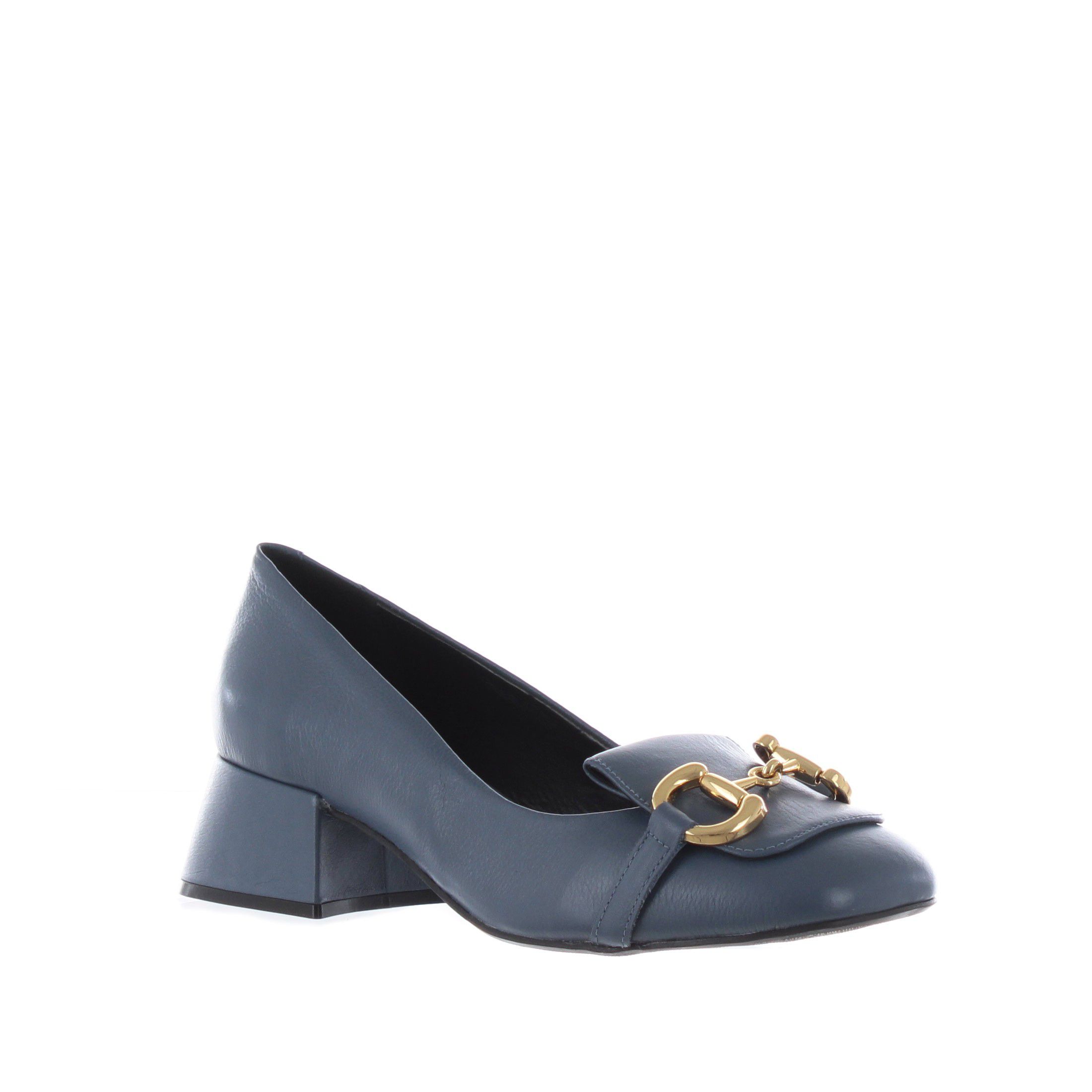 Cecconello mocassino in pelle con tacco e morsetto da donna