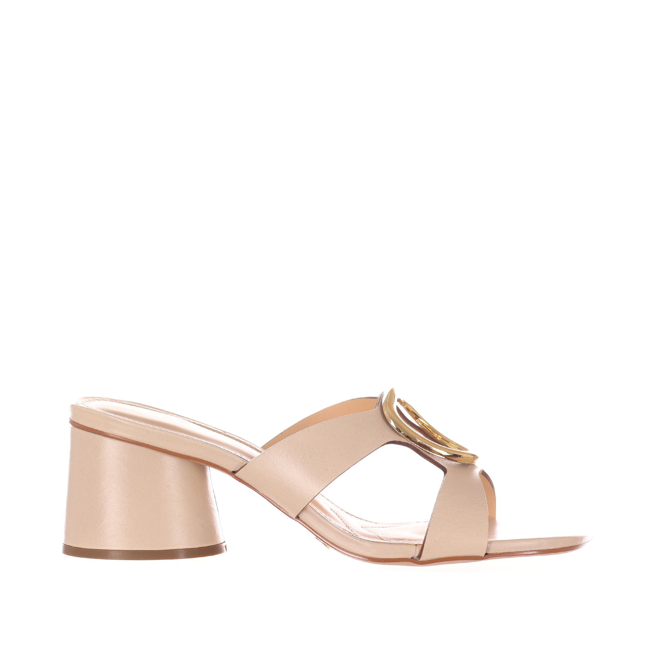 Cecconello sabot in pelle con accessorio metallico da donna