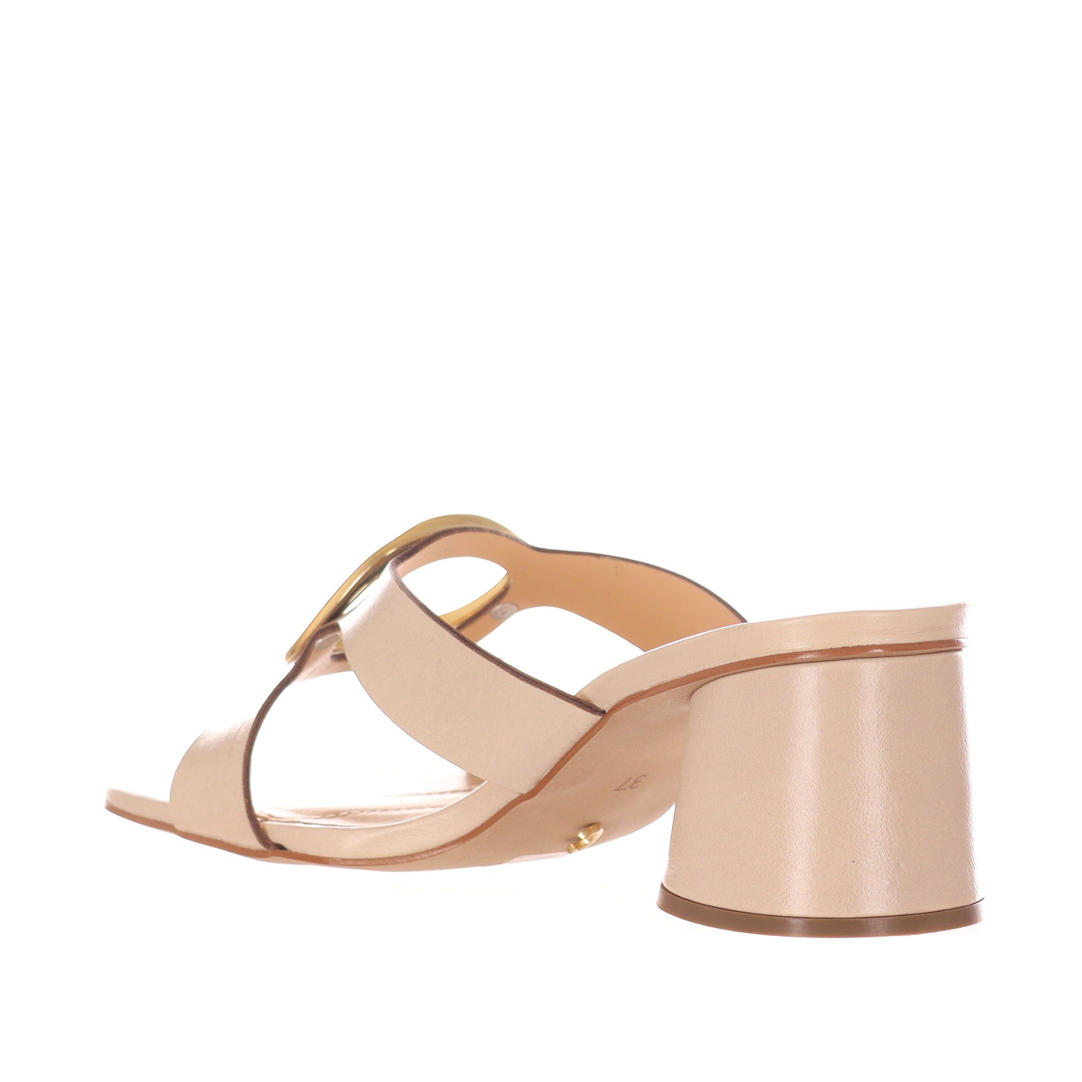 Cecconello sabot in pelle con accessorio metallico da donna