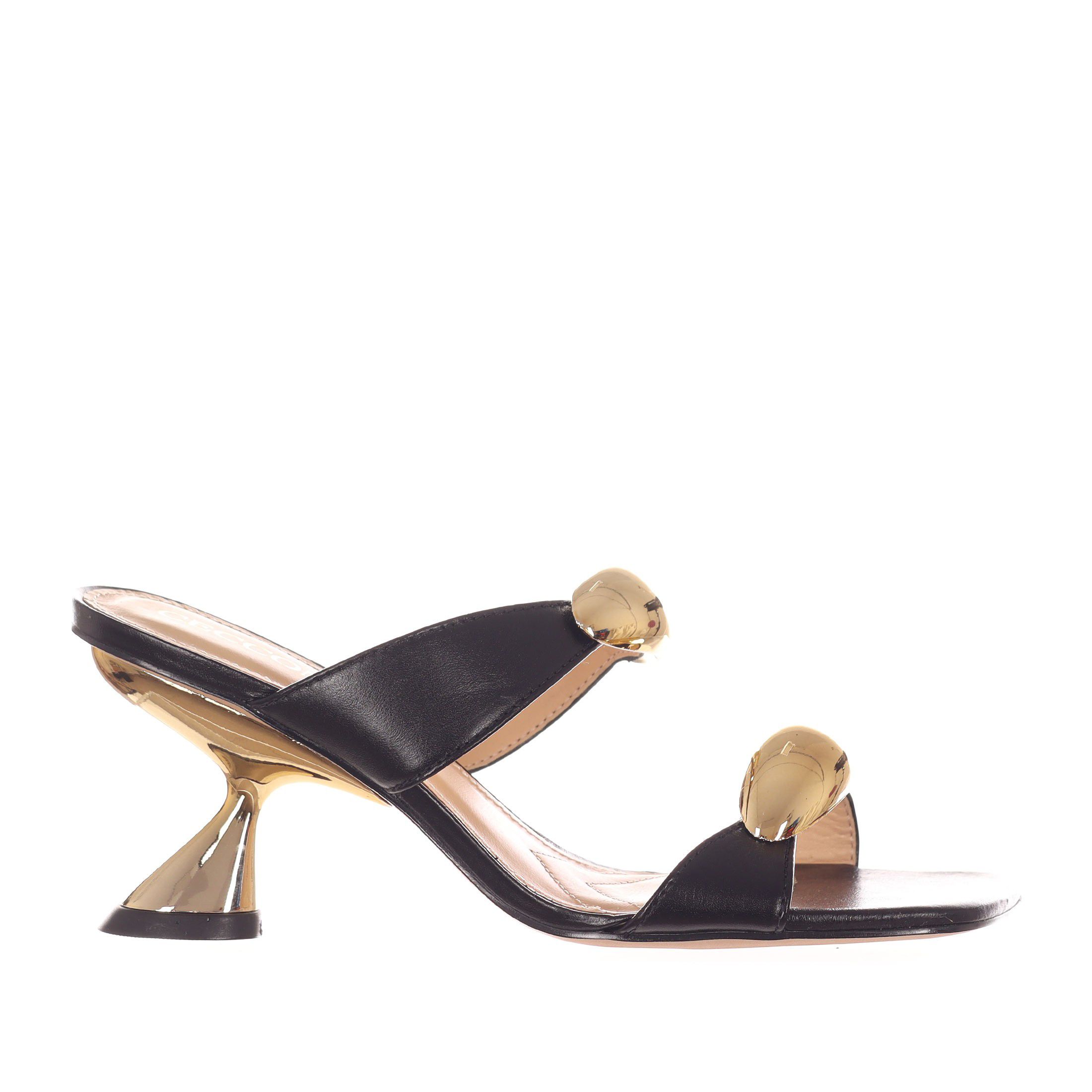 Cecconello sabot in pelle con accessorio metallico da donna