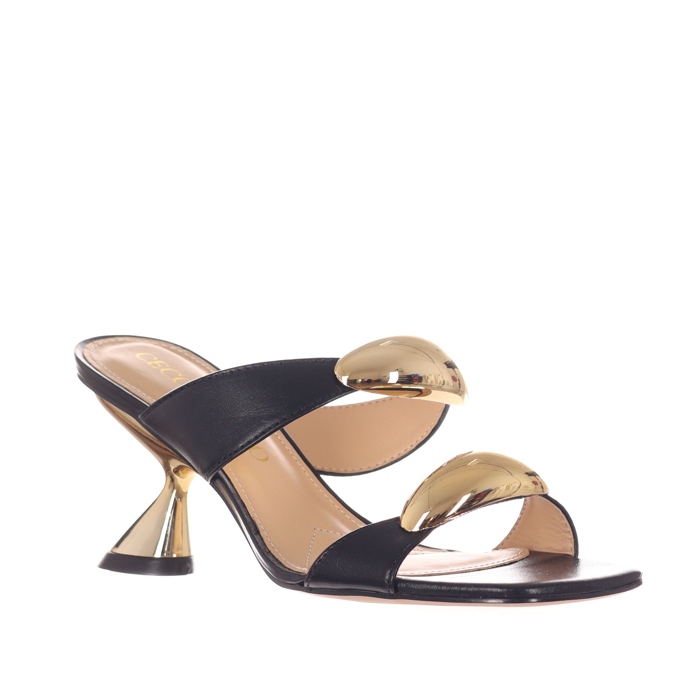 Cecconello sabot in pelle con accessorio metallico da donna