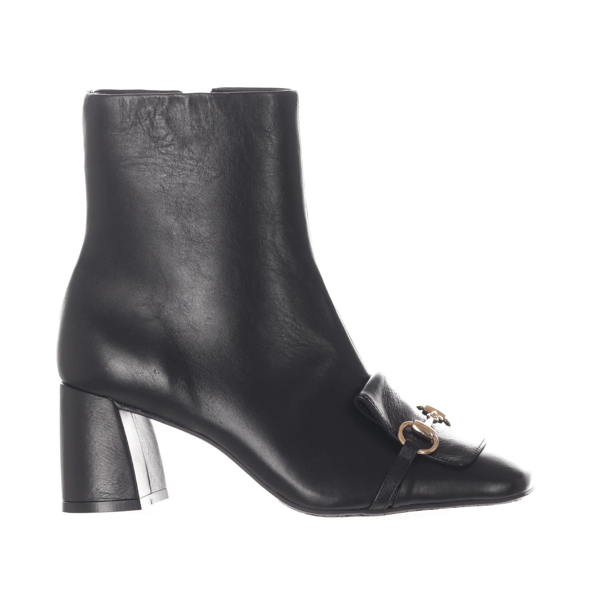 Cecconello stivaletto in pelle con morsetto metallico da donna