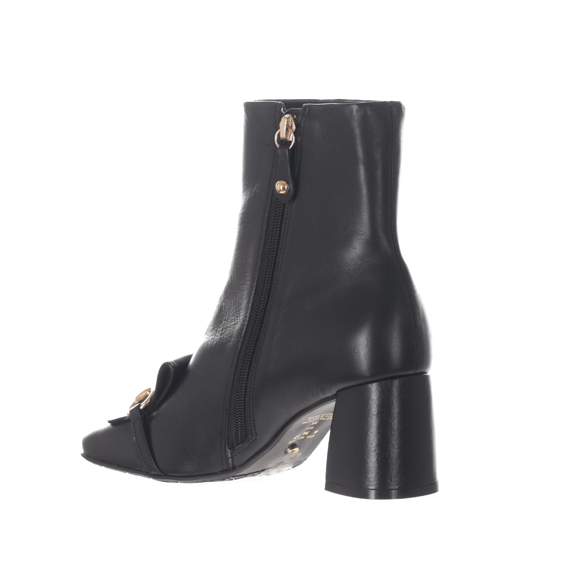 Cecconello stivaletto in pelle con morsetto metallico da donna