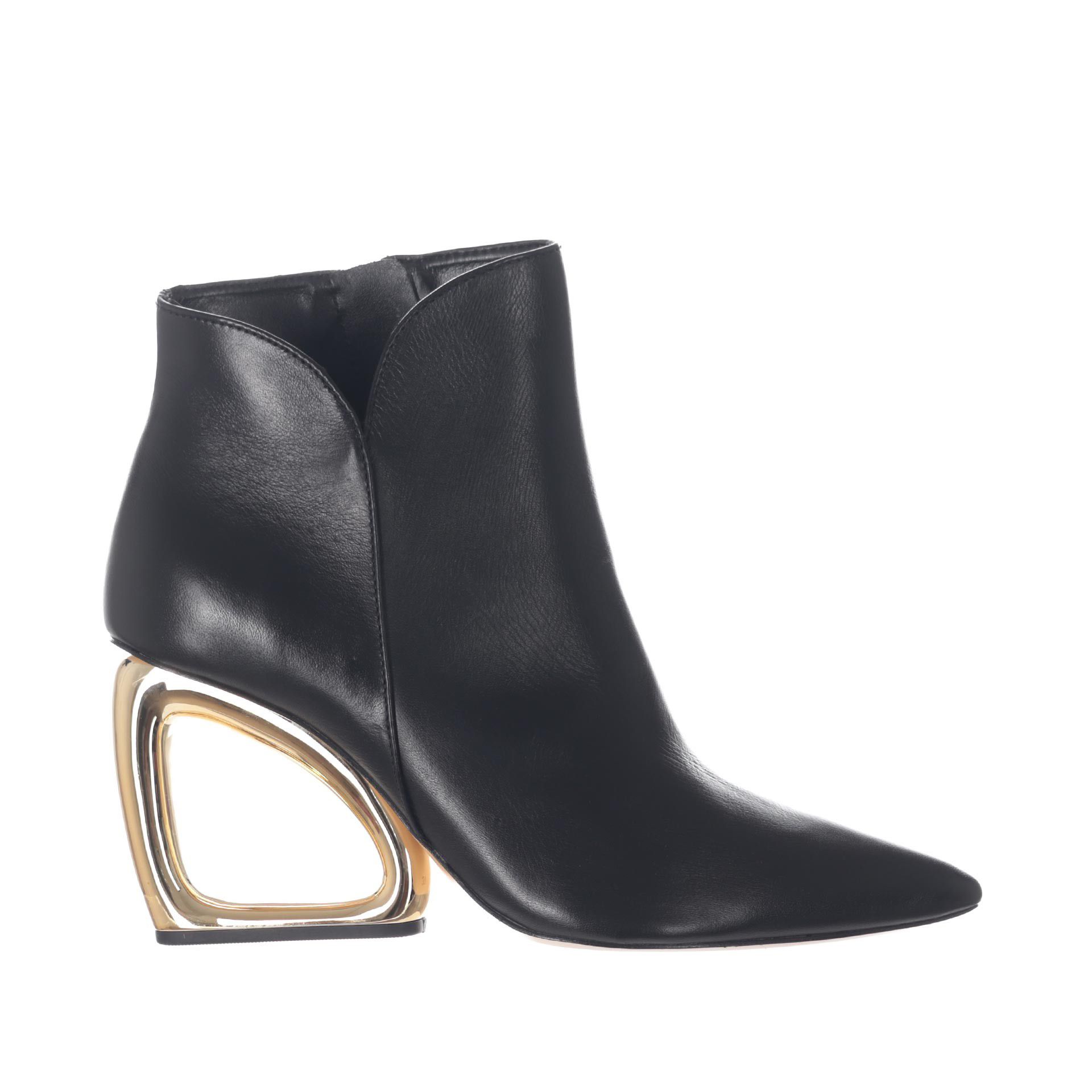Cecconello tronchetto in pelle con tacco oro svuotato da donna