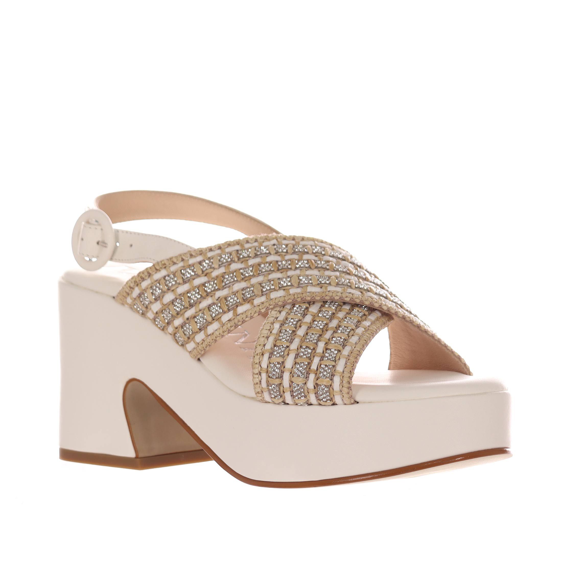 Chiara pasquini sandalo in rafia con strass da donna