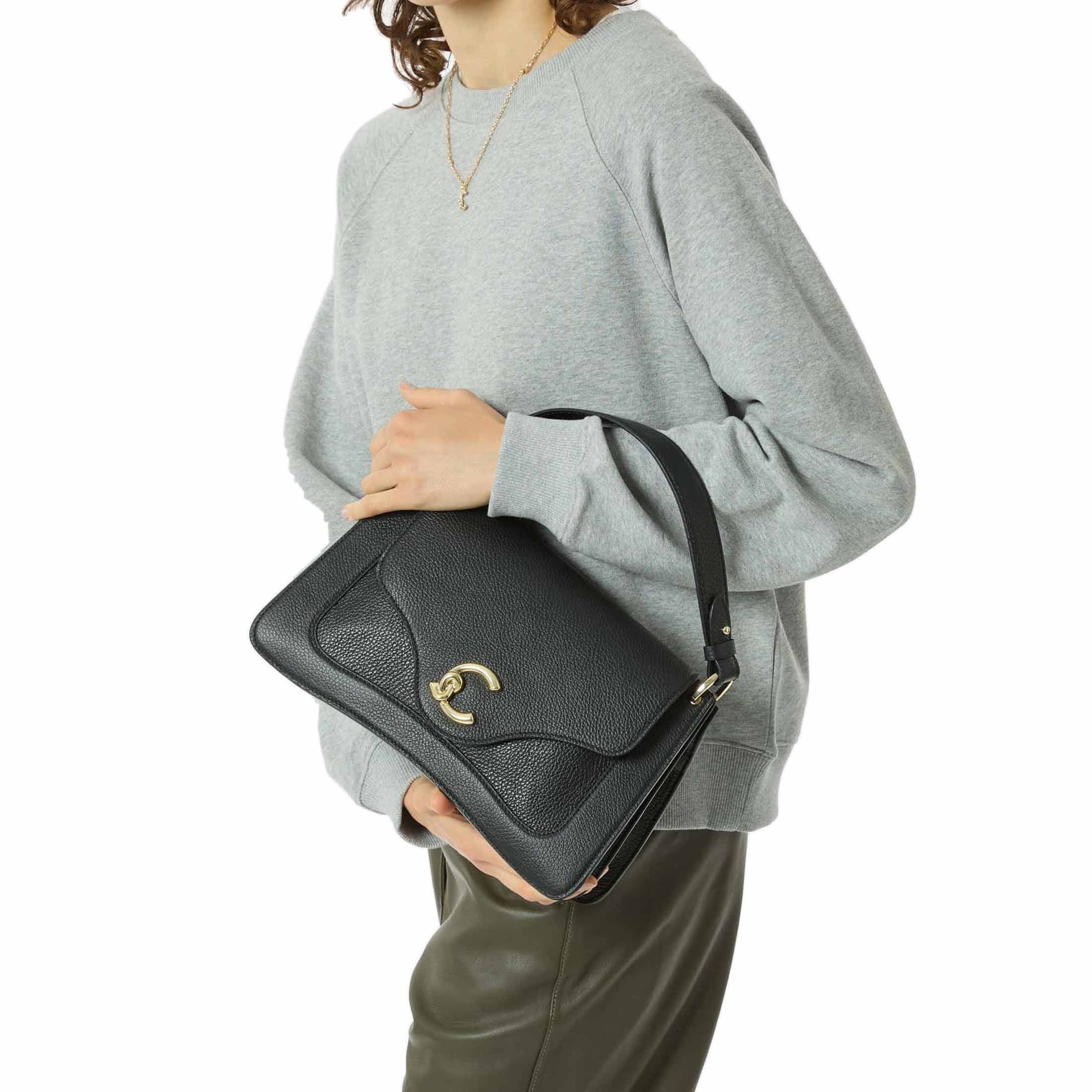 Coccinelle borsa a mano c-me medium in pelle con grana  da donna