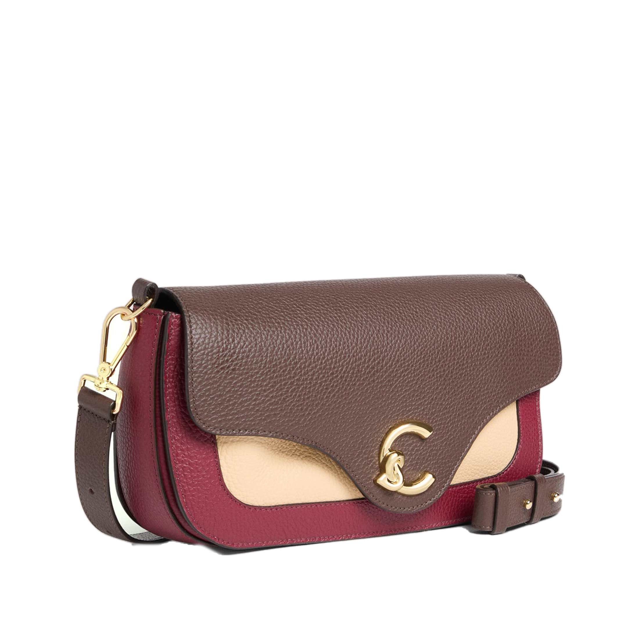 Coccinelle borsa a mano c-me tricolor in pelle con grana da donna