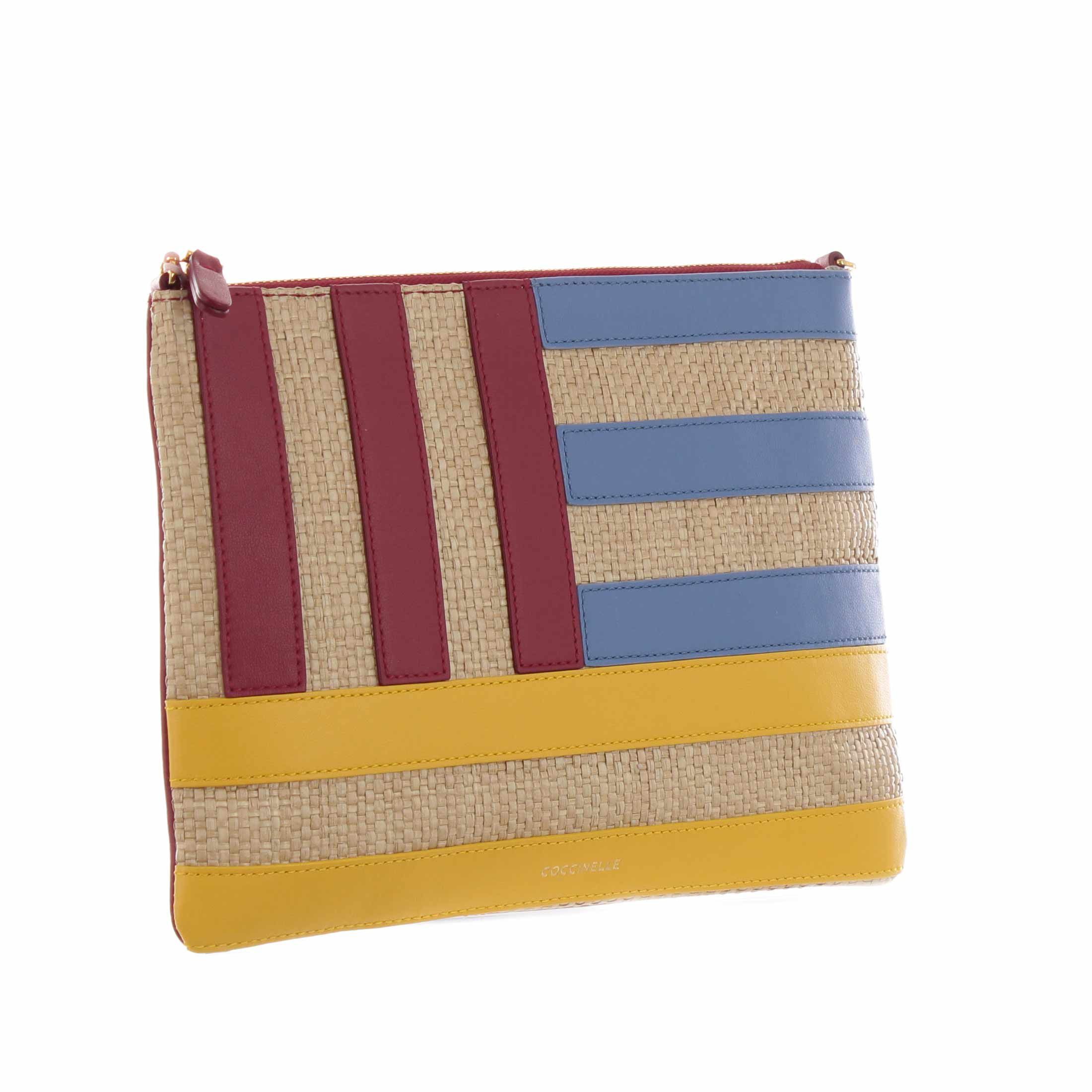 Coccinelle crossbody best aveiro patchwork in paglia e pelle da donna
