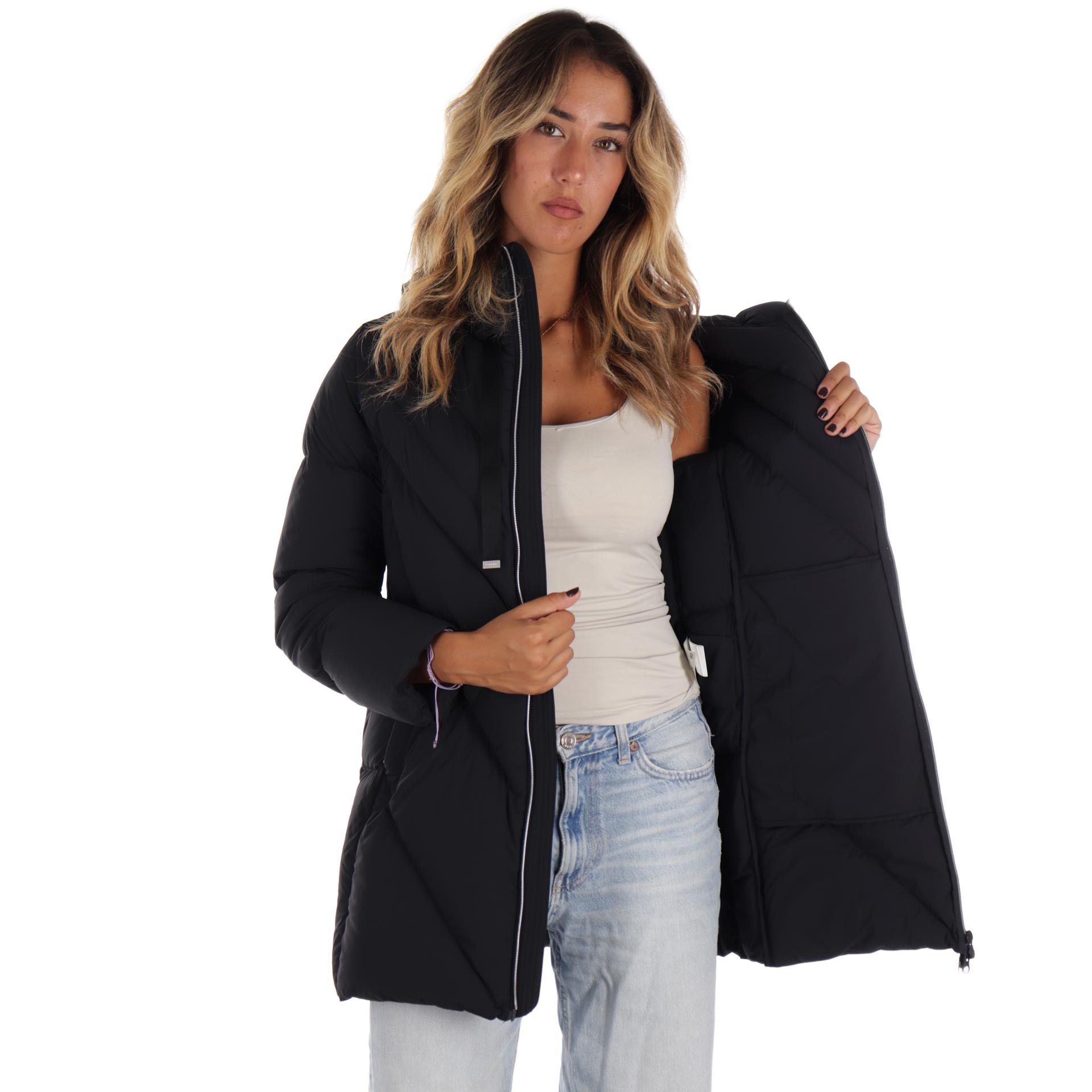Colmar piumino lungo stretch con coulisse da donna