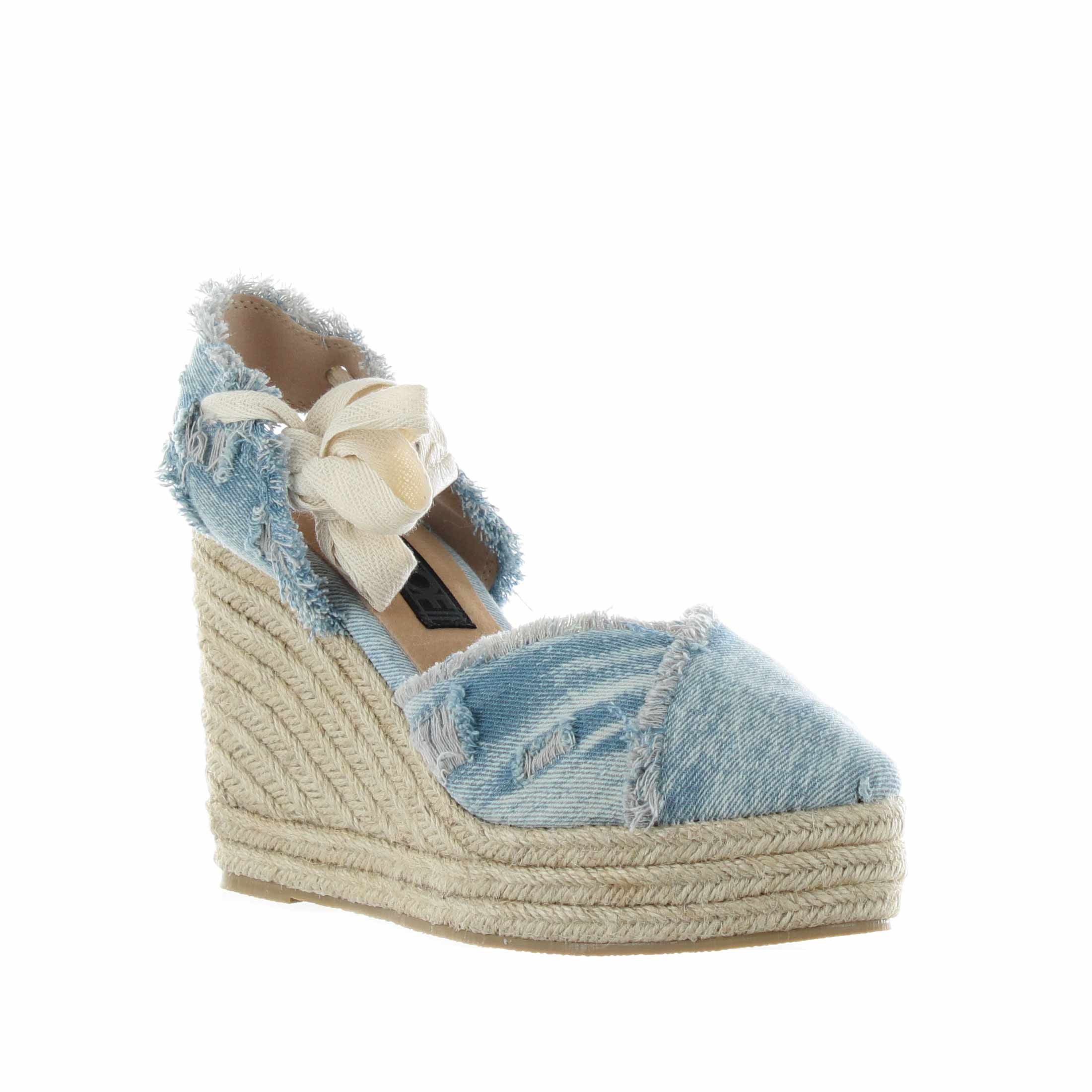 Colors of california espadrillas in denim sfrangiato da donna