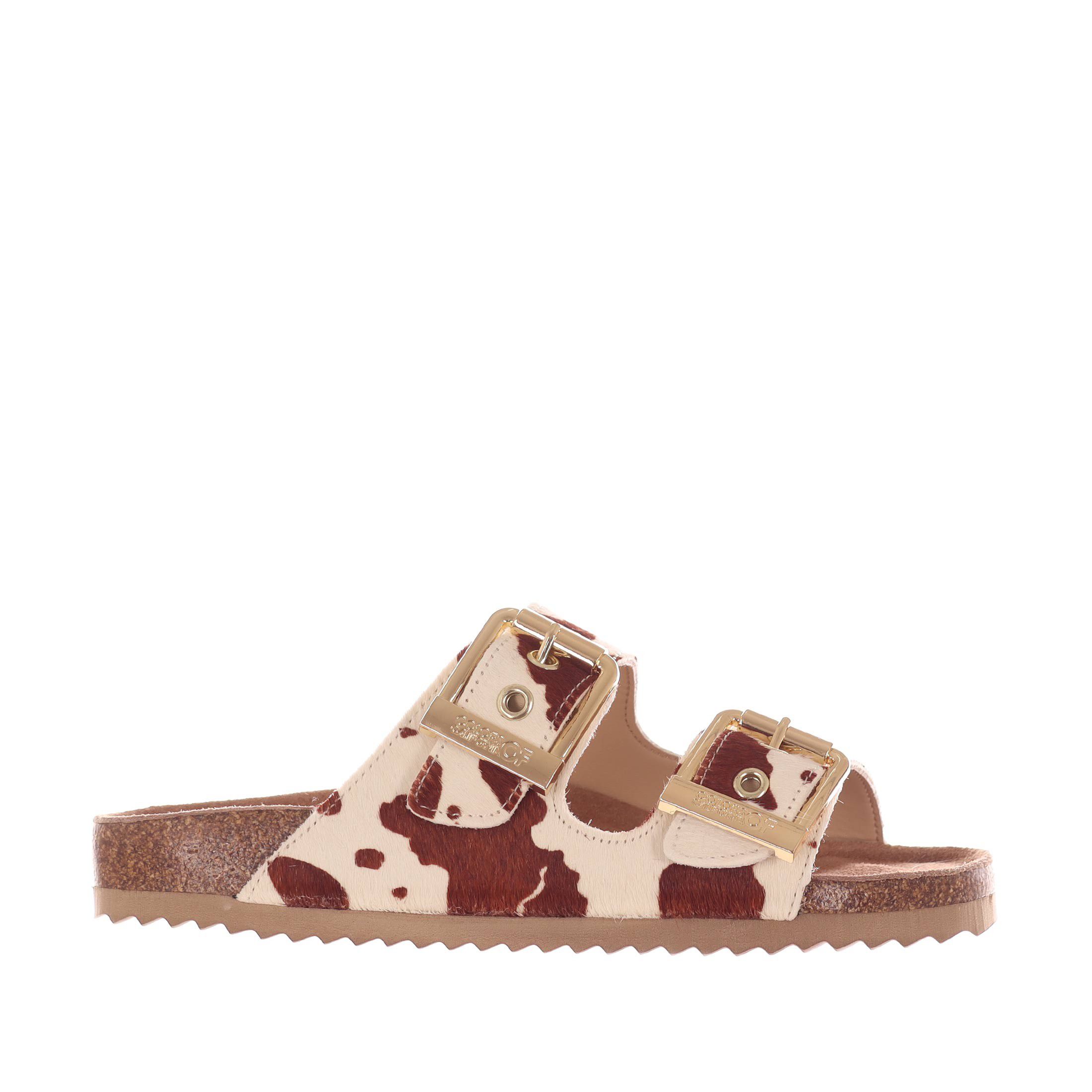 Colors of california sandalo doppia fascia in cavallino da donna