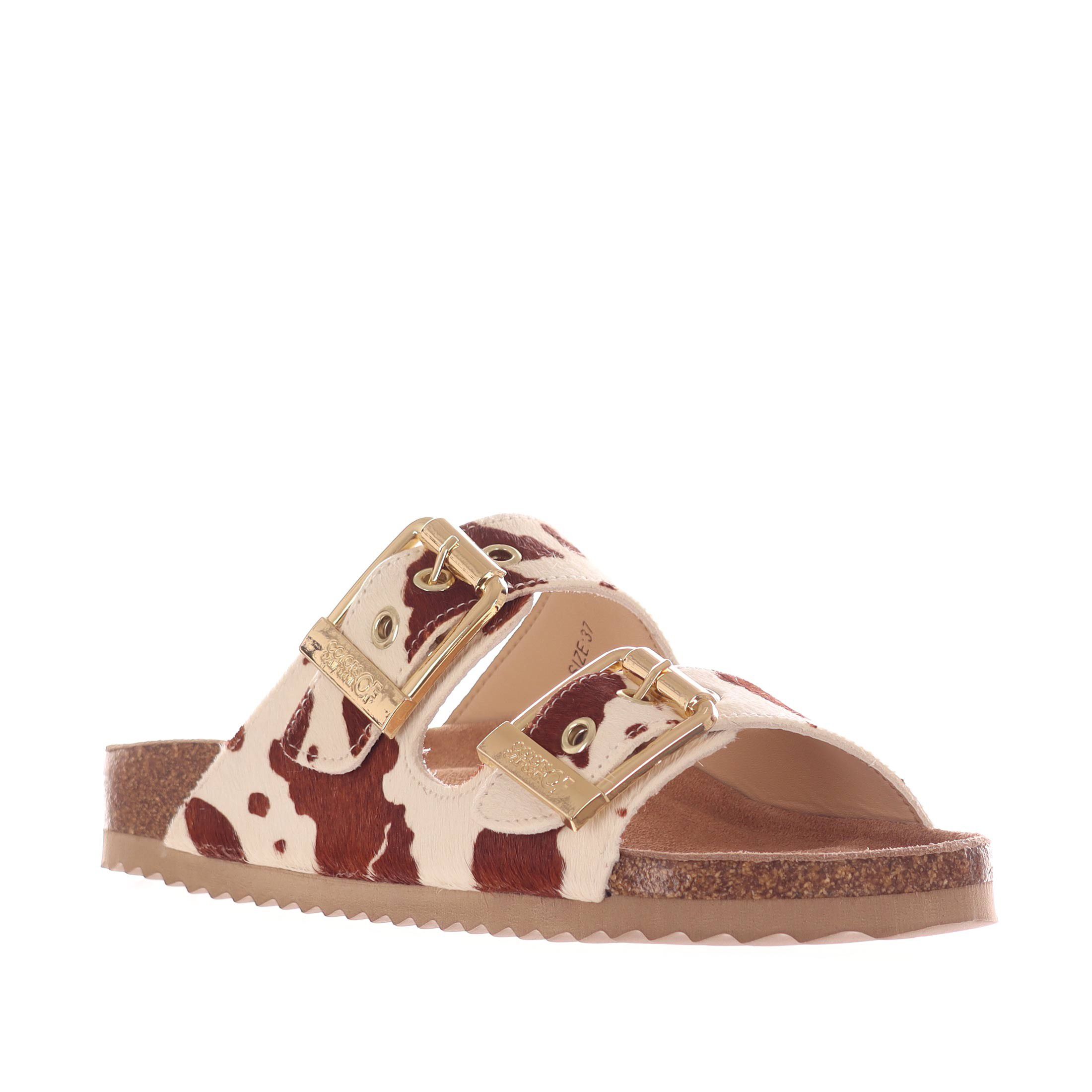 Colors of california sandalo doppia fascia in cavallino da donna