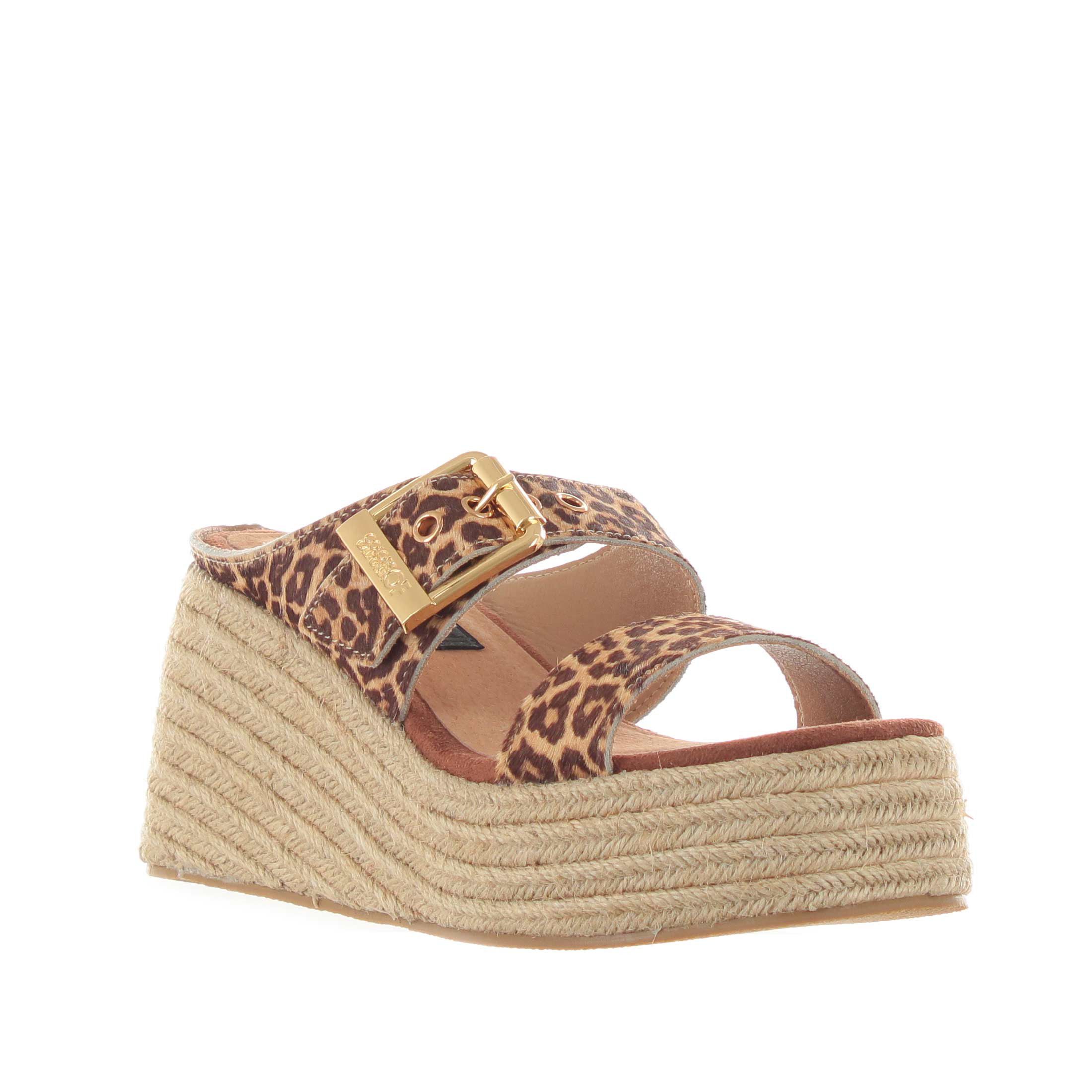 Colors of california sandalo doppia fascia in cavallino da donna